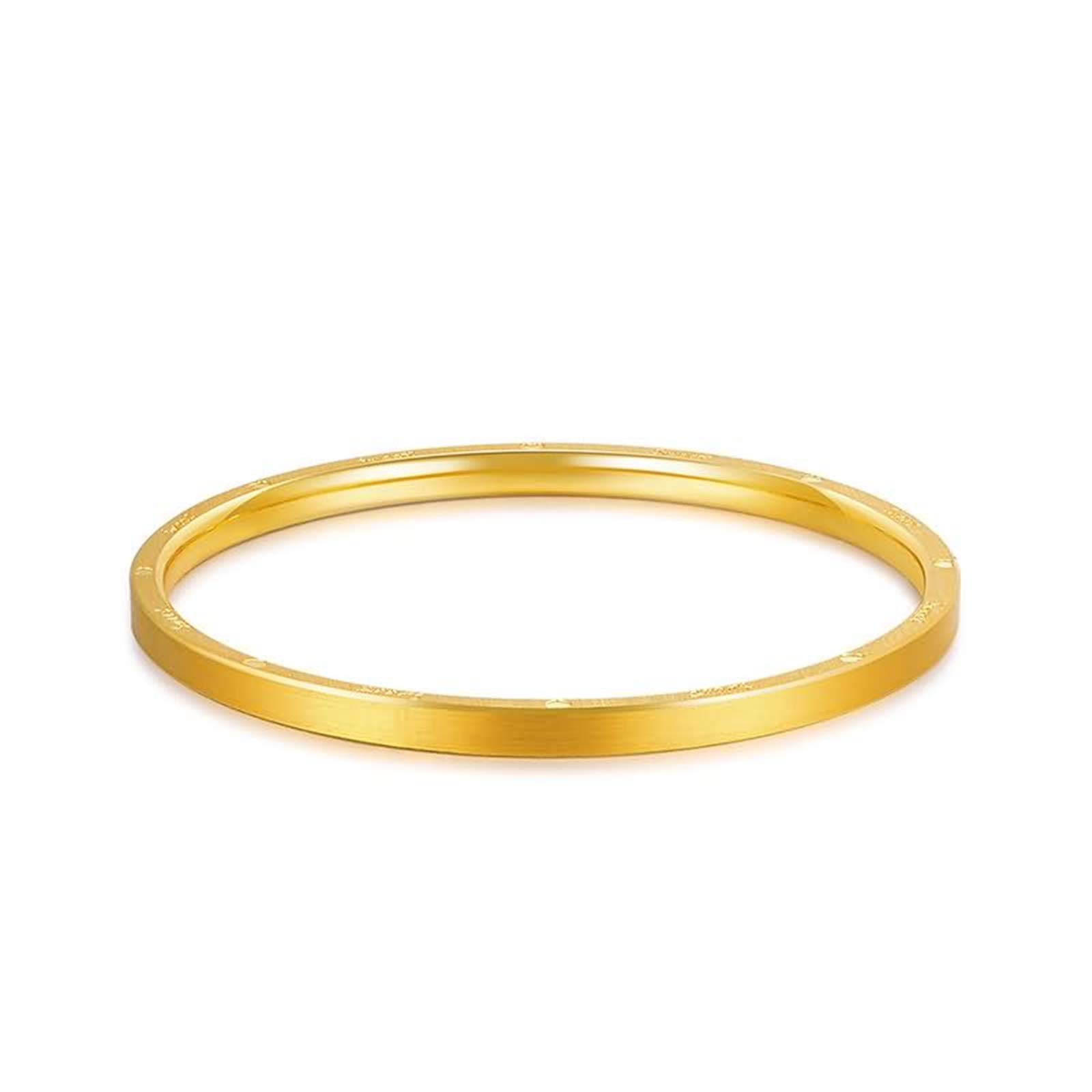 18K Yellow Gold Engraved Bangle Bracelet for Women - Personalized Random Pattern Jewelry Gift for Anniversary, Birthday & Special Occasions