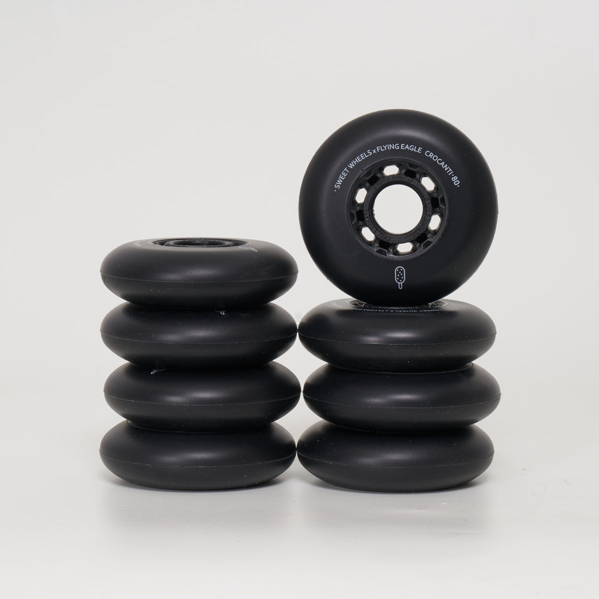 Flying Eagle Crocanti 80mm Inline Skate Wheels - High Performance Black Wheels for Aggressive Skating & Outdoor Rollerblading