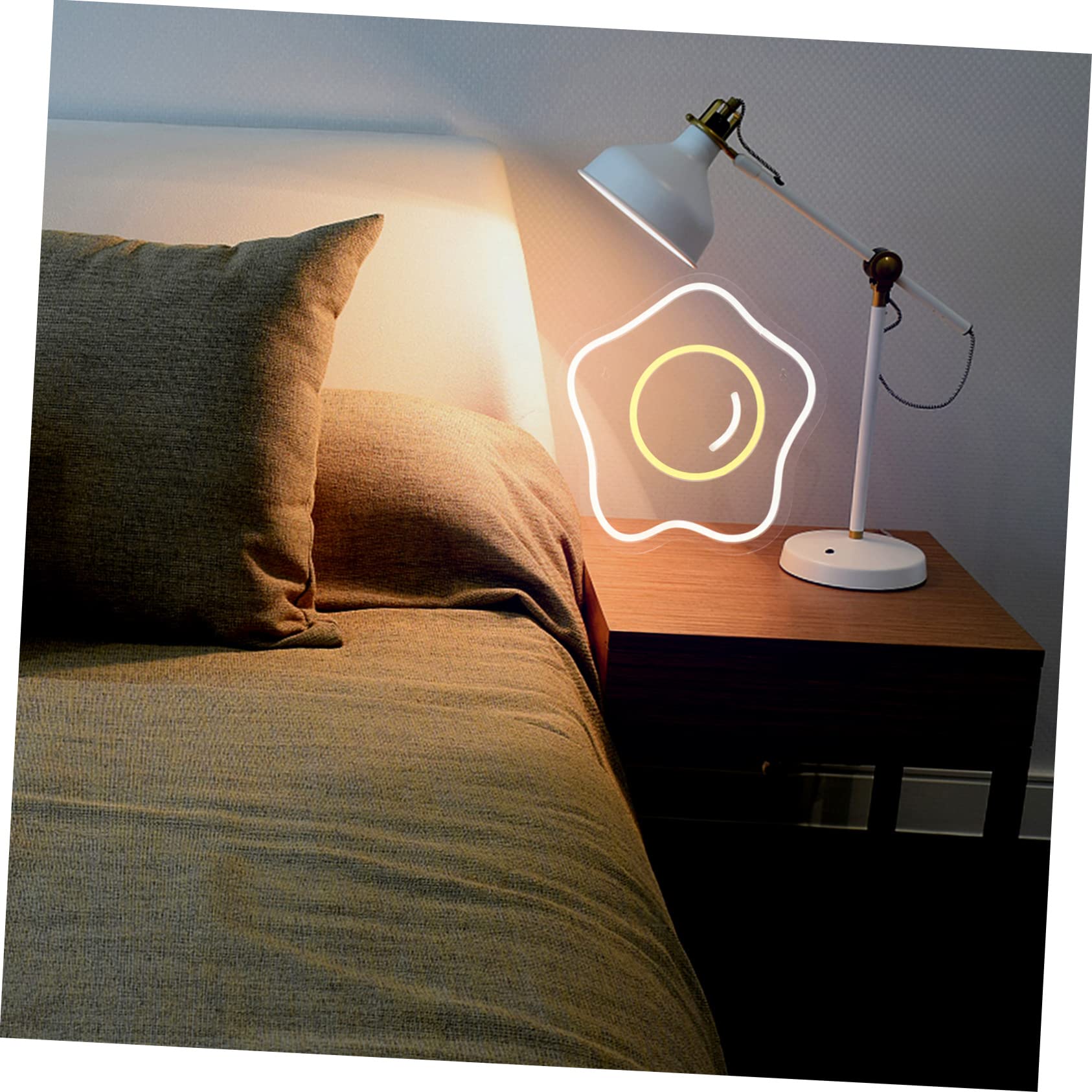 Artibetter LED Neon Sign Lamp - Fried Egg Shape Decorative Night Light for Home, Bedroom, Bar, Cafe - Soft Glow Mood Lighting for Wall Decor & Party Ambiance