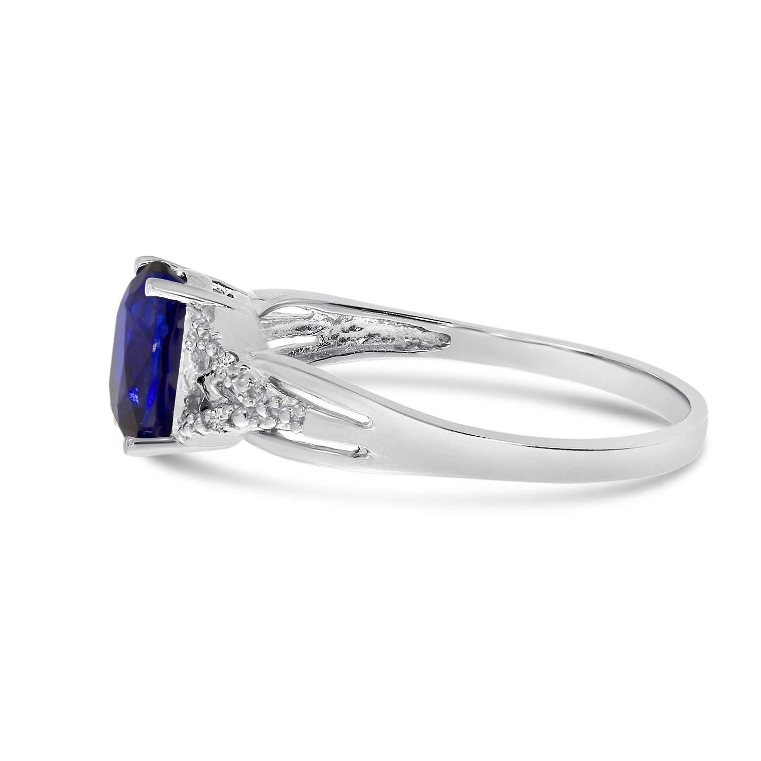 10K White Gold Sapphire and Diamond Ring for Women | Elegant Engagement, Wedding, Anniversary Gift | Perfect for Special Occasions & Everyday Luxury