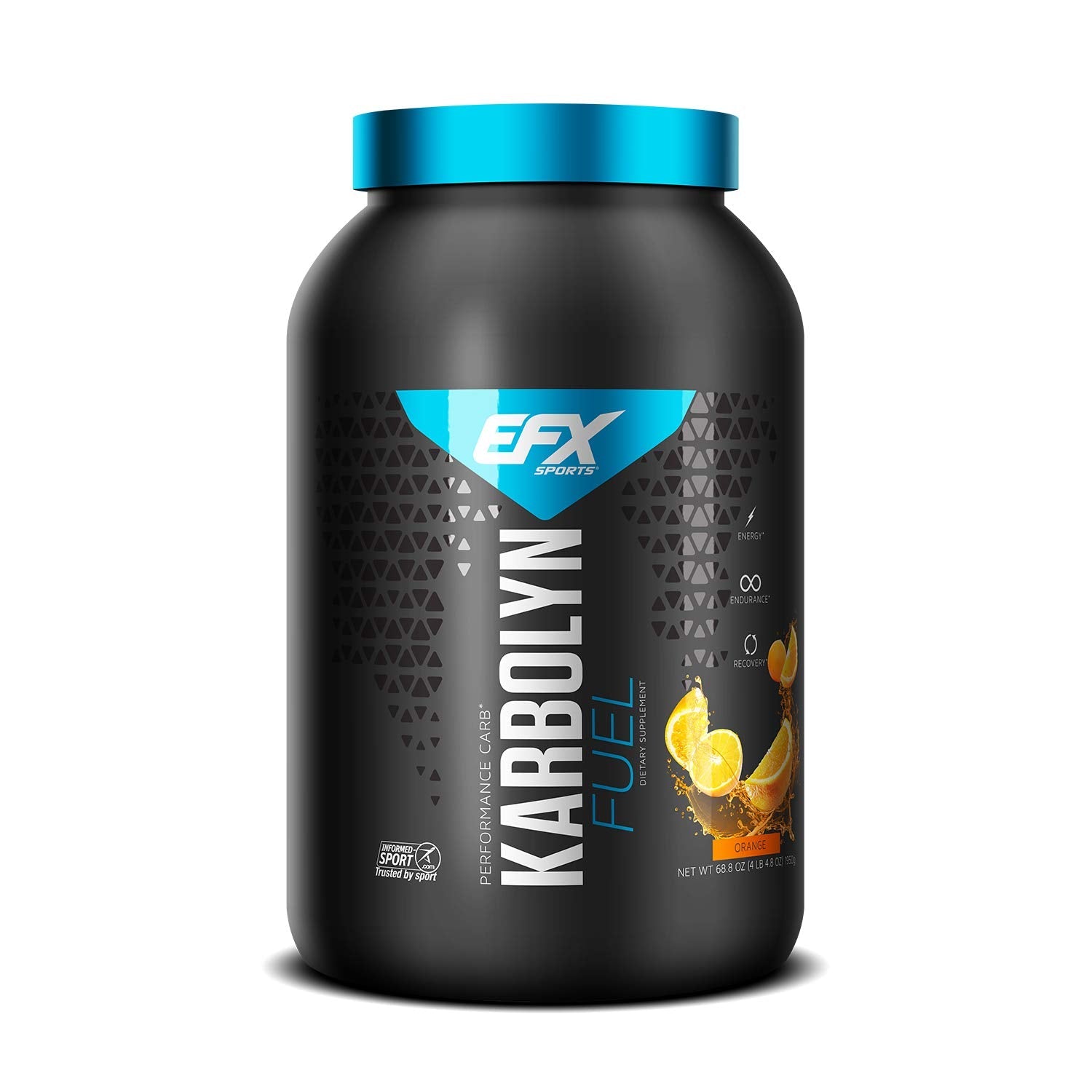 EFX Sports Karbolyn Energy Powder - 1950g Orange Flavor | Pre-Workout & Post-Workout Recovery Drink Mix for Athletes & Fitness Enthusiasts