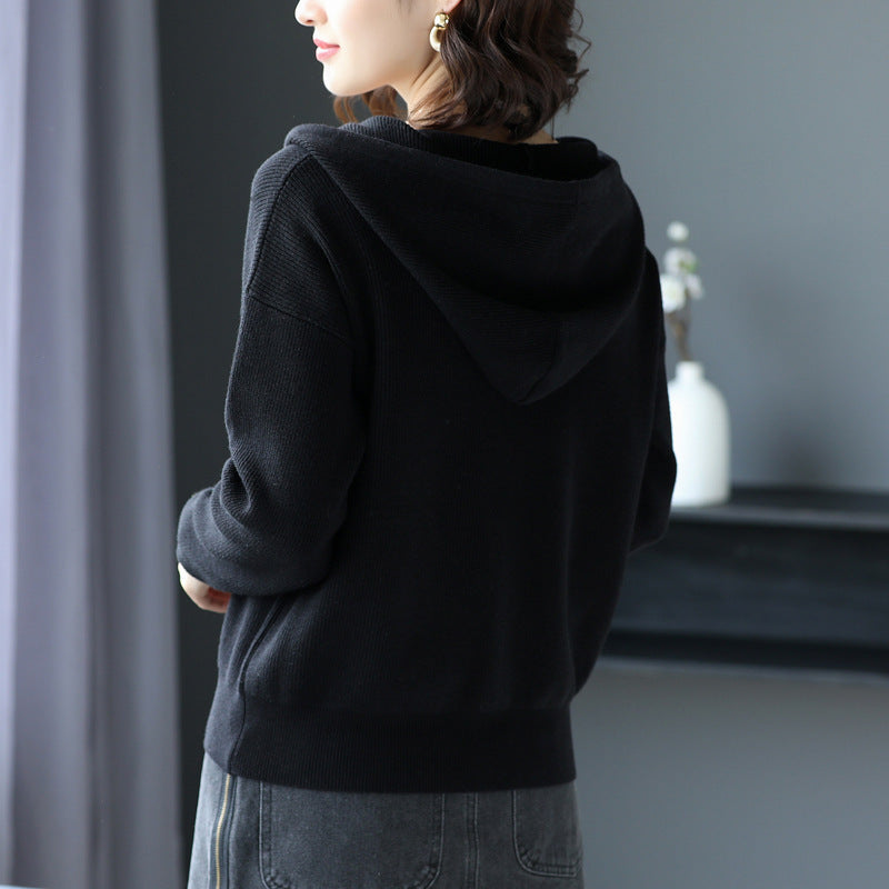 Women's Hooded Sweater Coat - Long Sleeve Single Breasted Cardigan for Fall & Winter | Cozy Outerwear for Casual Wear, Office & Outdoor Activities