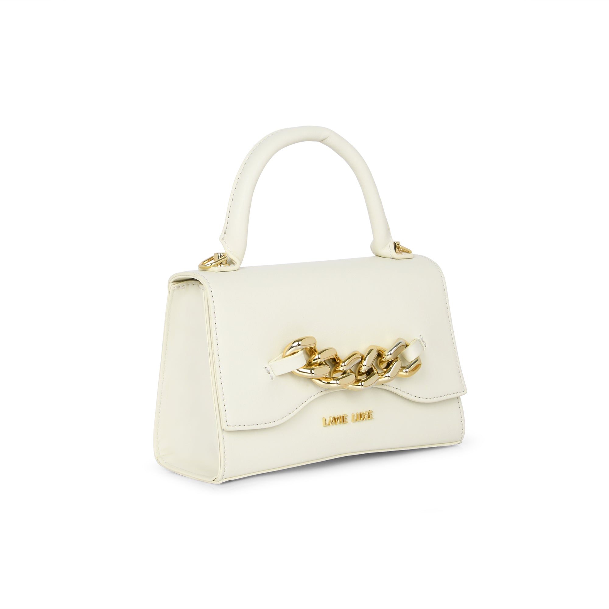 Lavie Luxe Off White Small Women's Chain Flap Sling Bag - Stylish Crossbody Purse for Everyday Use, Date Night & Travel Accessories