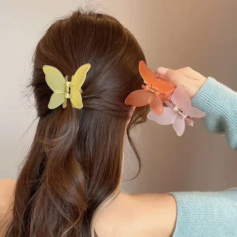 4-Piece Matte Butterfly Hair Clips for Women - Strong Hold Hair Claw Clips - Perfect for School, Work, Parties & Everyday Styling