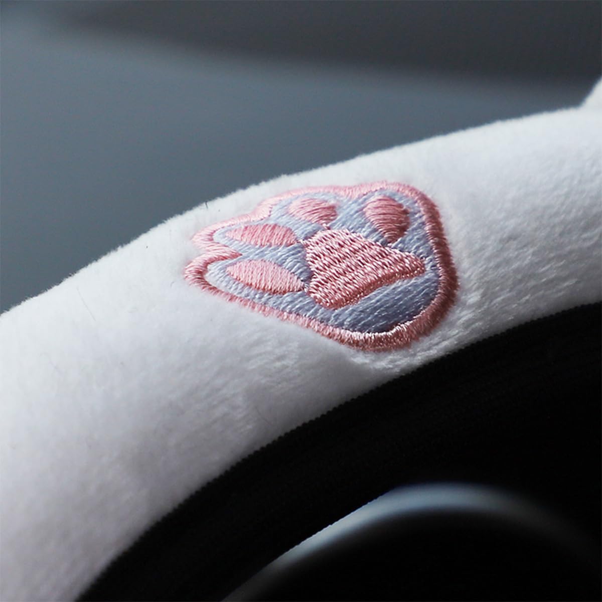 Fluffy Soft Plush Car Steering Wheel Cover for Winter Warmth - Cute Kitty Cat Ears Design, Universal 15 Inch, Elastic & Anti-Slip Steering Wheel Protector - Lovely Pink Car Accessories for Women, Girls & Teens - Perfect for Cold Weather Commuting & Stylish Car Decor
