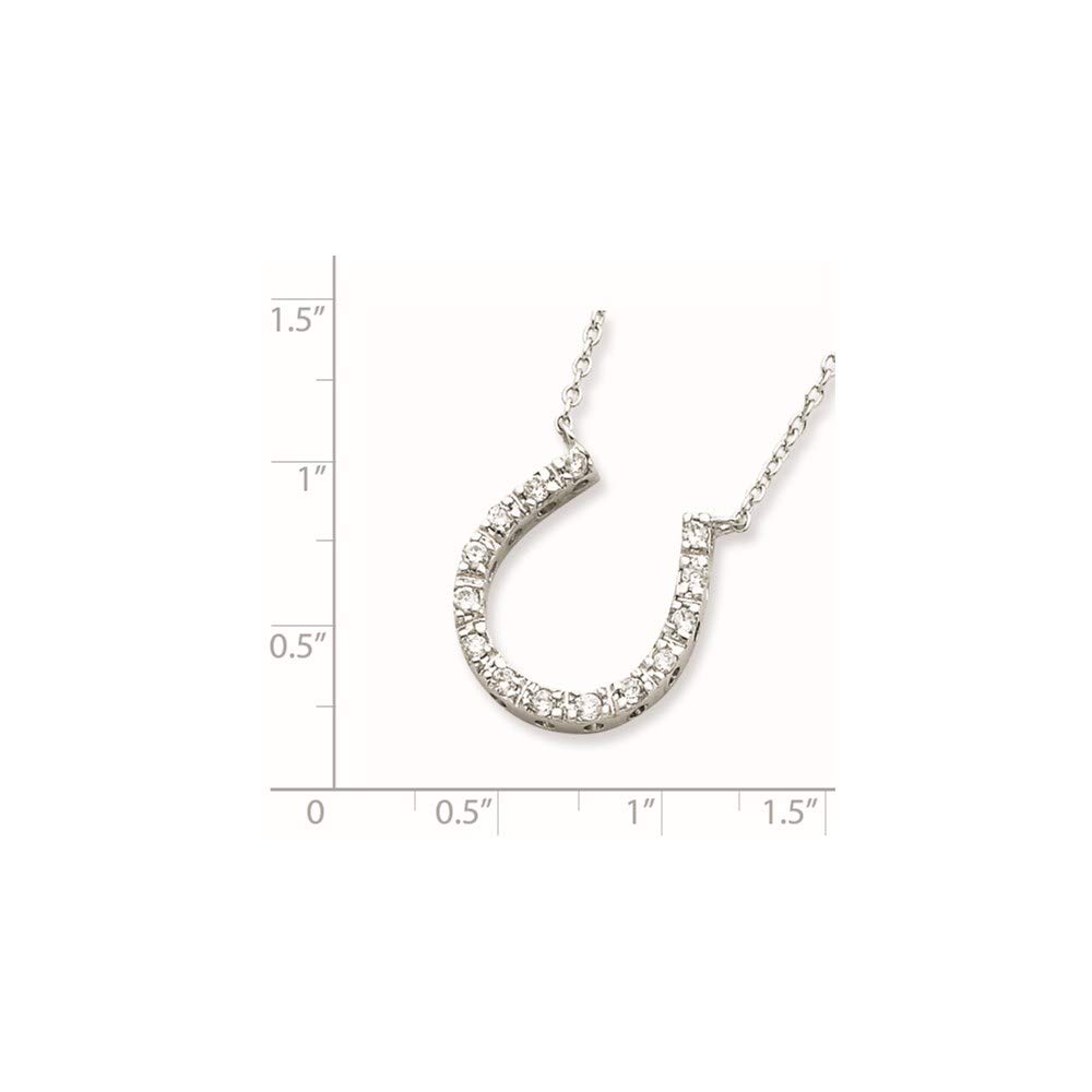 925 Sterling Silver Cubic Zirconia Horseshoe Necklace for Women - Elegant Fine Jewelry Gift for Her, 16