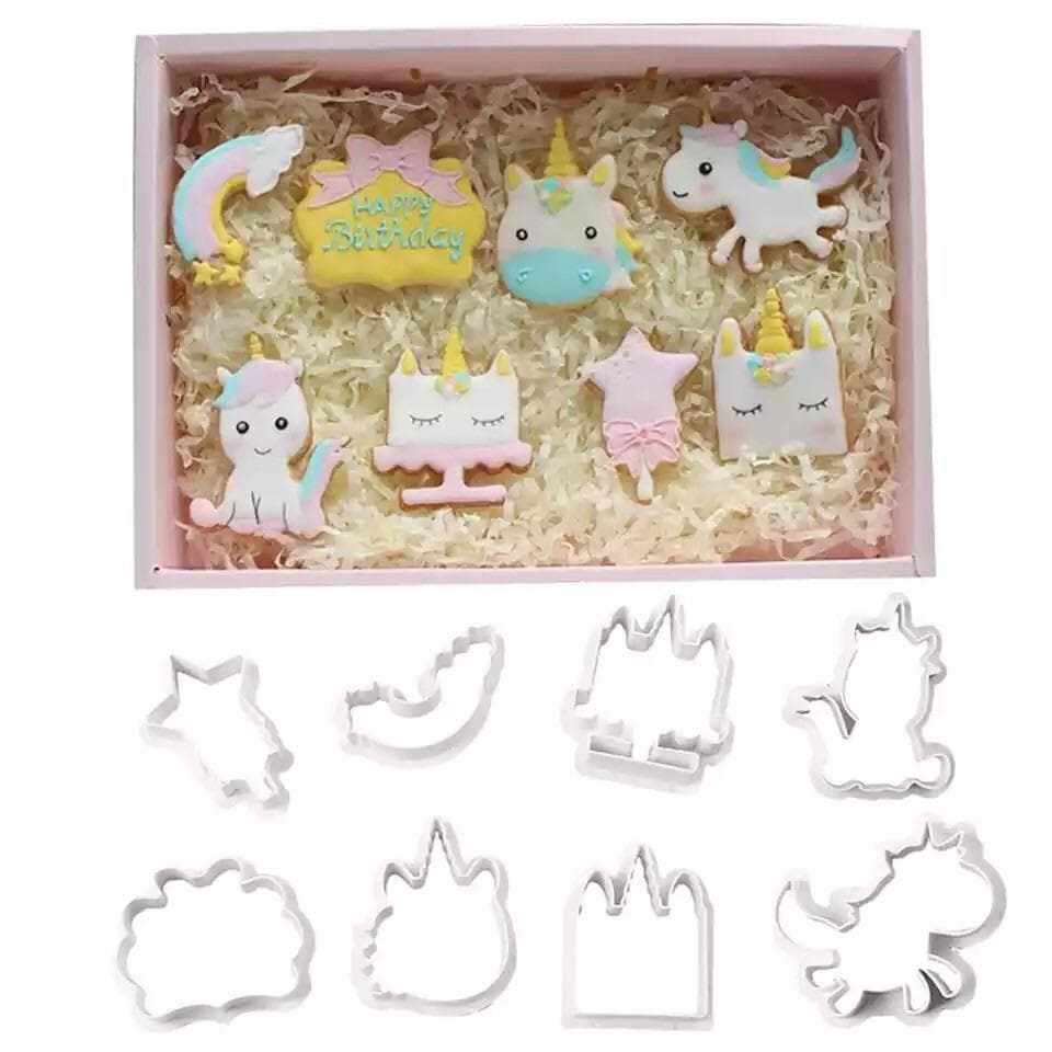 8-Piece Unicorn Rainbow Mini Cookie Cutter Set - Perfect for Baking, Party Favors, and DIY Crafts (BPA-Free)
