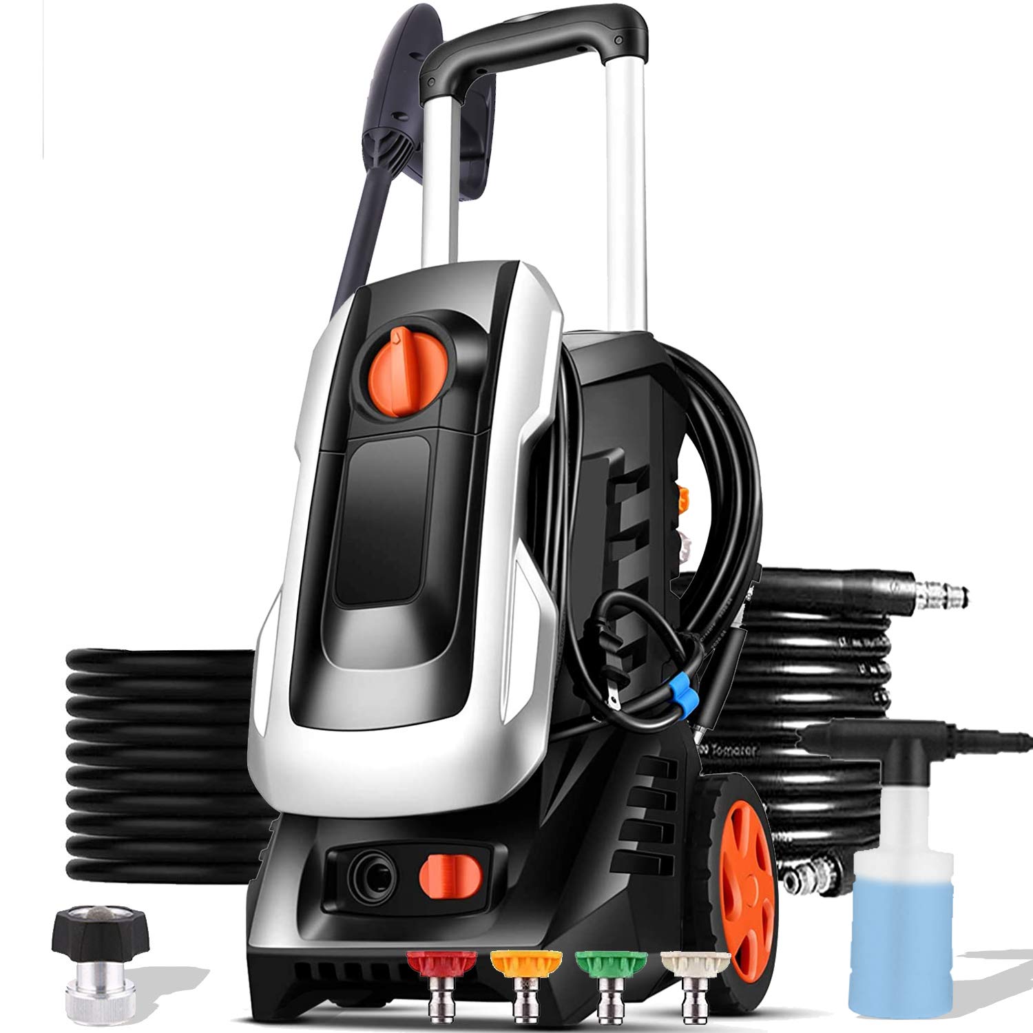 Mrliance 1600W Electric Pressure Washer - 1.9GPM High Power Washer with 4 Adjustable Nozzles & Soap Bottle - Perfect for Car Washing, Driveway Cleaning, and Outdoor Surface Maintenance