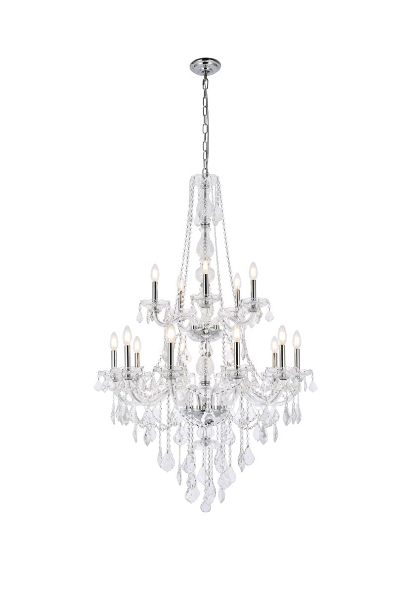 Verona 15-Light Chrome Chandelier with Clear Royal Cut Crystal - Elegant Dining Room & Foyer Lighting Fixture for Modern Homes