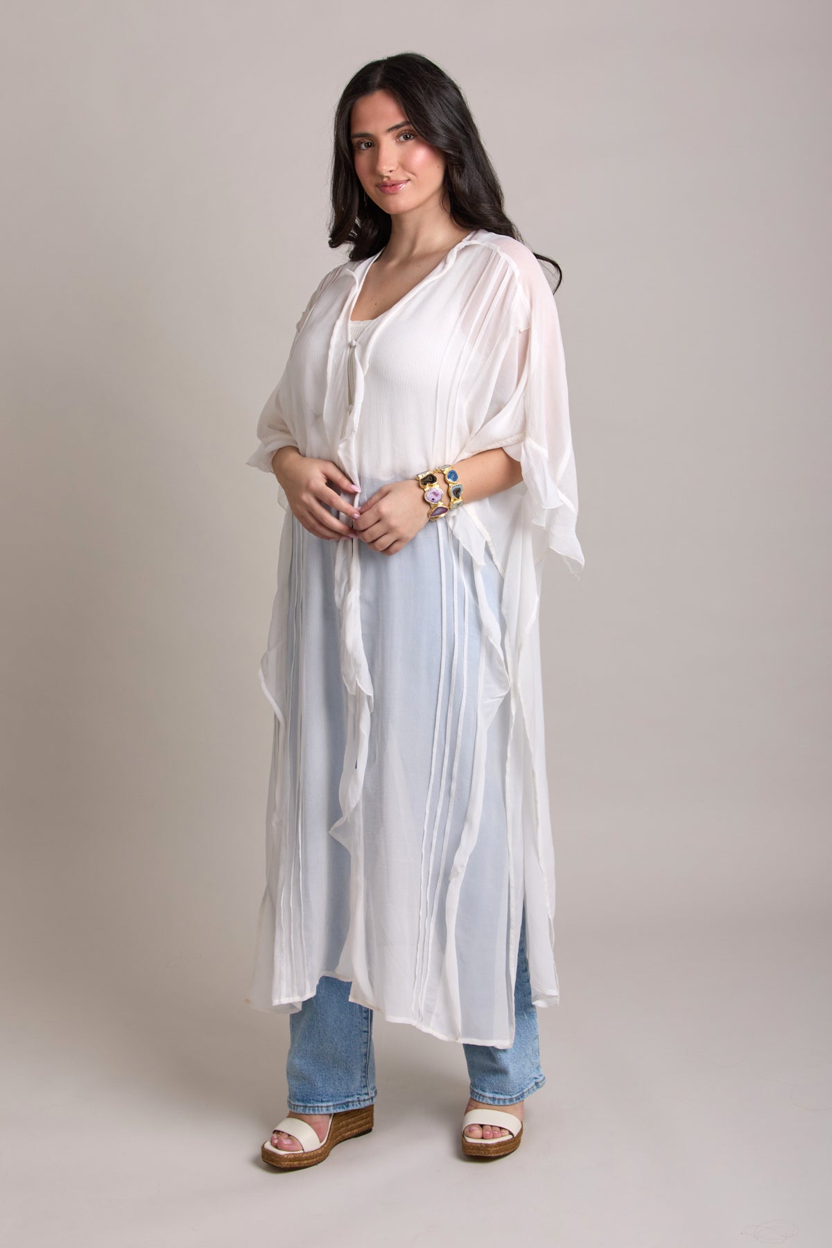 Elegant Ruffled Button Kaftan Cover Up - Flowy Beach Dress for Women | Perfect for Poolside, Vacation & Summer Outfits
