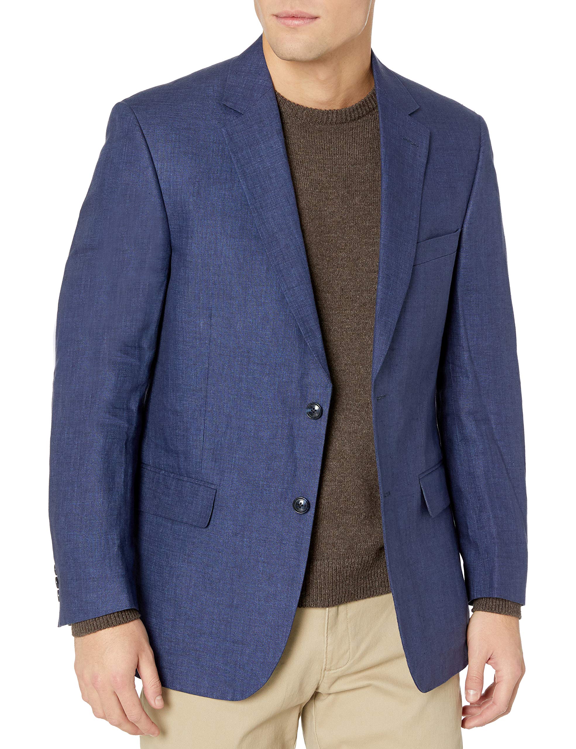 Palm Beach Men's Bradley 100% Delave Indigo Linen Coat - Lightweight Summer Blazer for Casual Outings & Beach Weddings