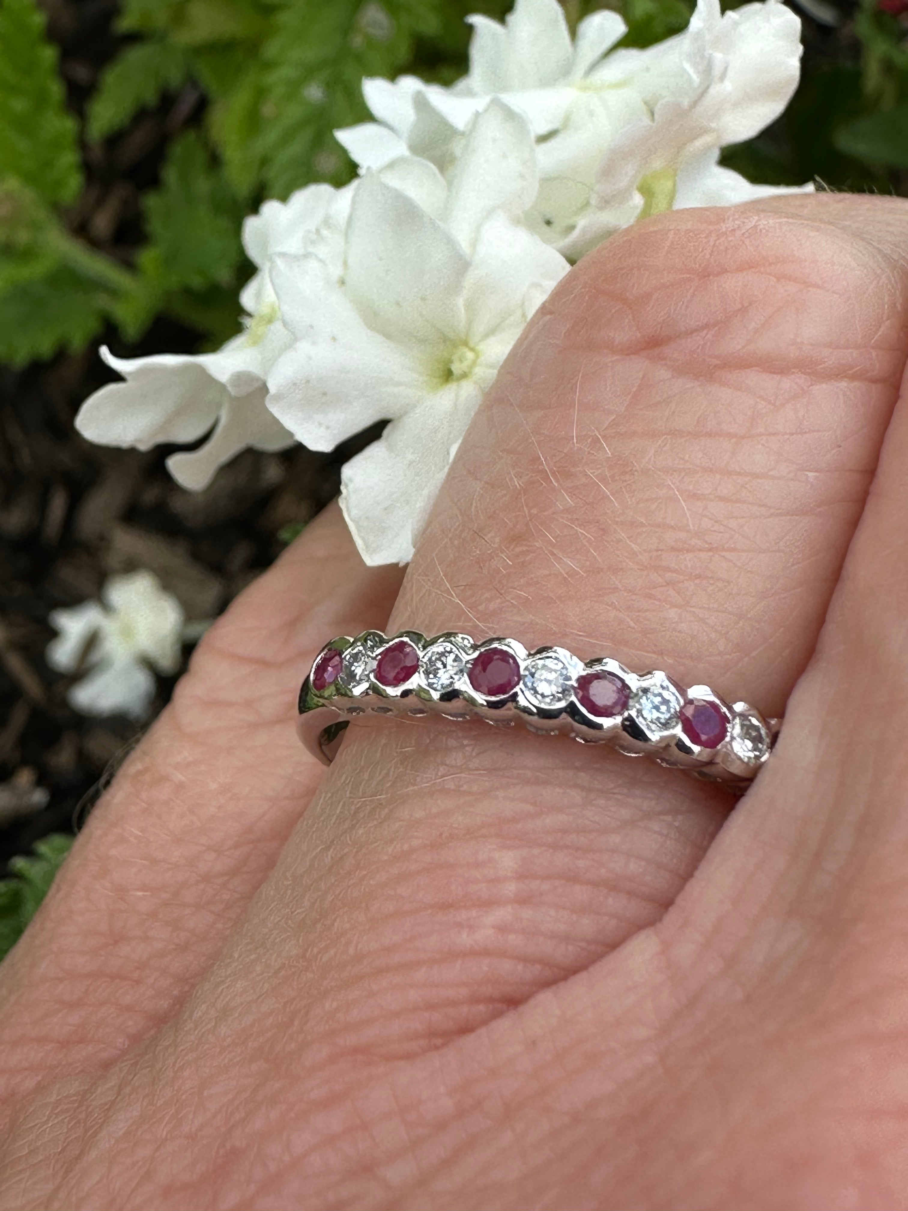 9ct White Gold Ruby & Diamond Ring - Size N | Elegant Jewelry for Women, Perfect for Engagement, Wedding & Special Occasions