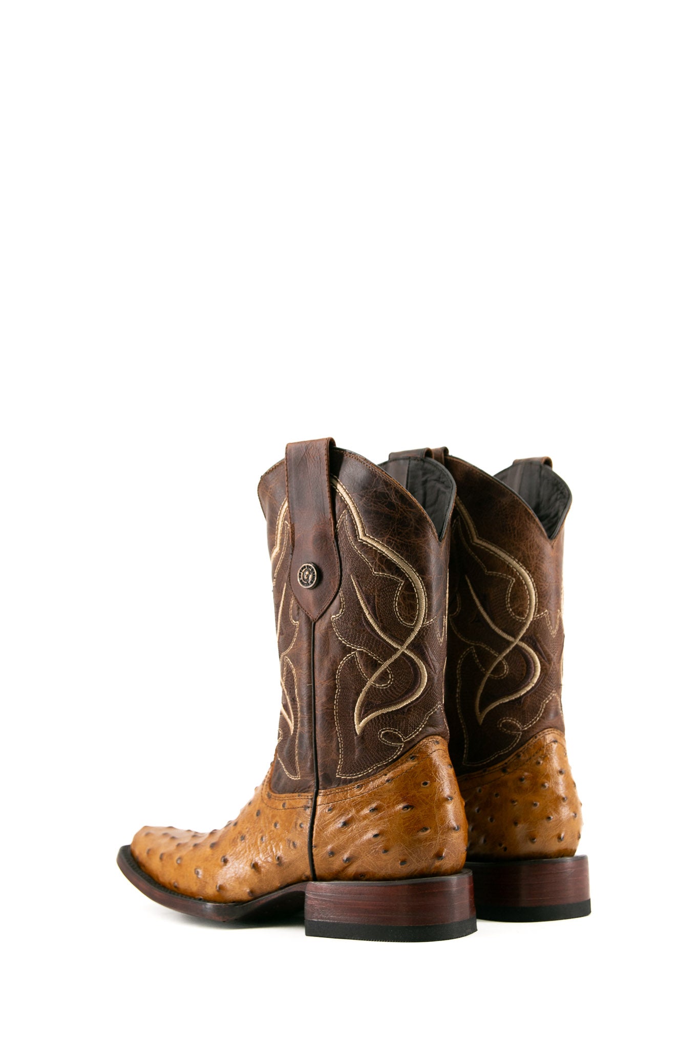 Vintage Ostrich Print Cowboy Boots for Men & Women - Western Rodeo Style Leather Boots - Perfect for Country Music Festivals, Line Dancing & Cowboy Themed Parties