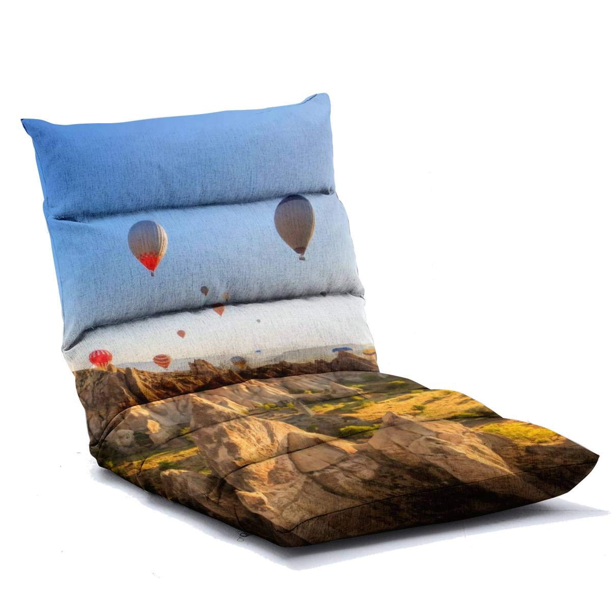Adjustable Memory Foam Floor Lounger Chair - Ergonomic Folding Sofa for Adults - Home Office Reading, Gaming & Relaxation - Perfect for Living Rooms, Bedrooms & Dorm Rooms (Hot Air Balloons Over Love Valley Cappadocia Turkey Design)