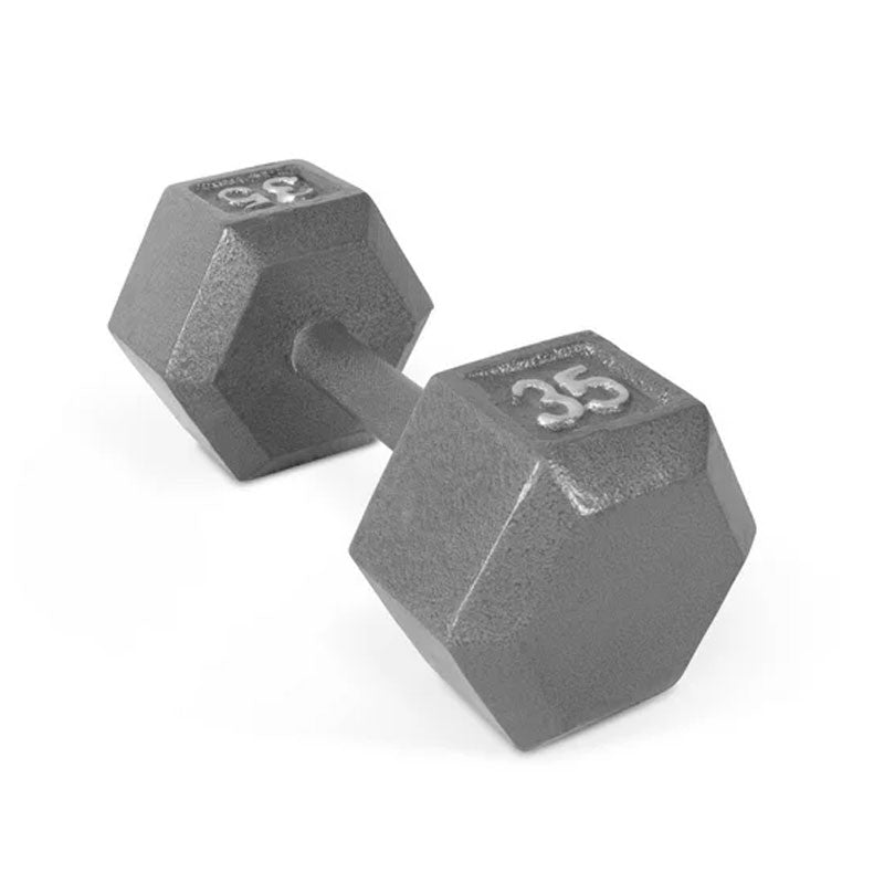 WEIDER 35 LB. Cast Iron Hex Dumbbell - Single Dumbbell for Home Gym, Strength Training & Weightlifting - Perfect for Beginners & Professionals