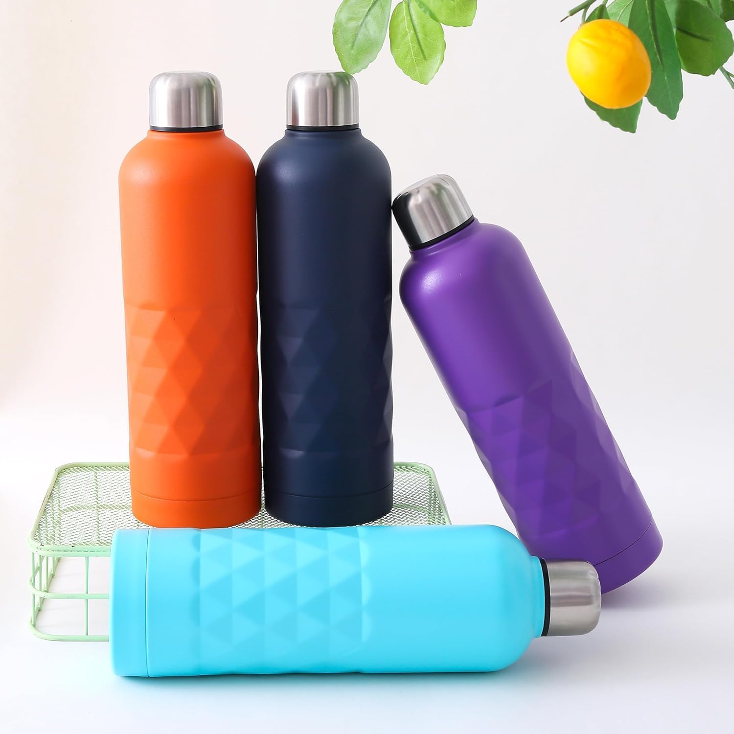 Kuber Industries 4-Pack Vacuum Insulated Stainless Steel Water Bottles - 750ml, Leakproof, BPA-Free, Rustproof - Keeps Hot & Cold for 24 Hours - Perfect for Gym, Hiking, Office & Outdoor Activities - Dark Blue
