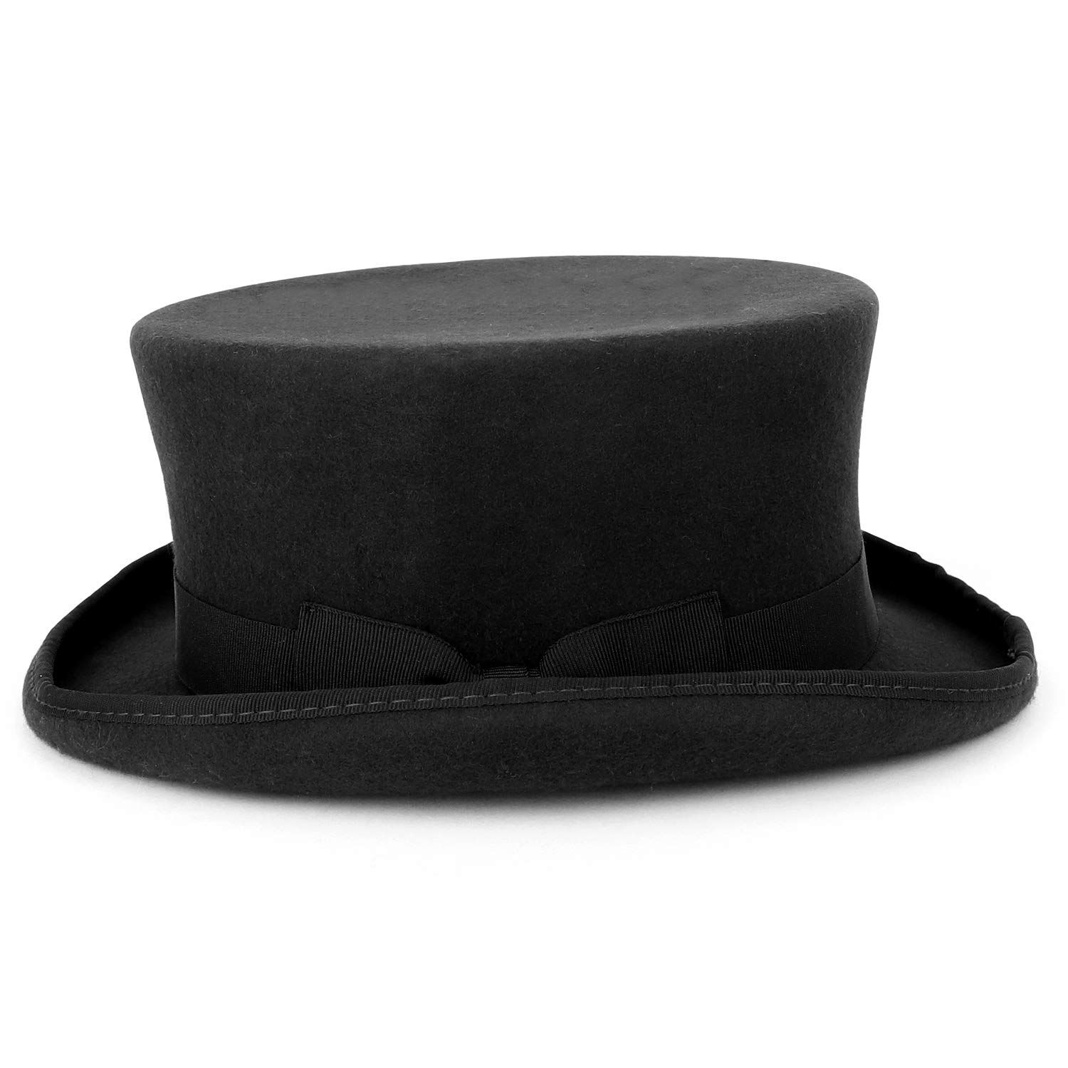 Men's 100% Wool Felt Classic Top Hat with Grosgrain Band - Vintage Style Formal Hat for Weddings, Cosplay & Steampunk Outfits