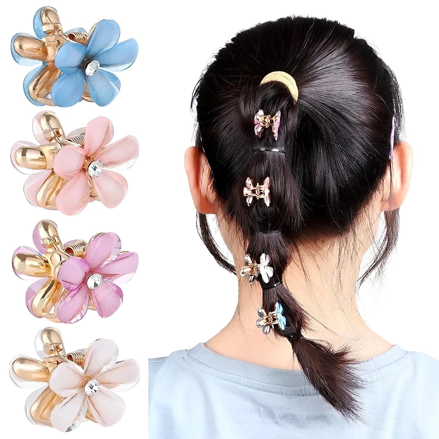 Elegant Small Hair Clips for Women - 12PCS Butterfly & Flower Claw Hair Accessories Set | Perfect for Daily Styling, Parties & Special Occasions