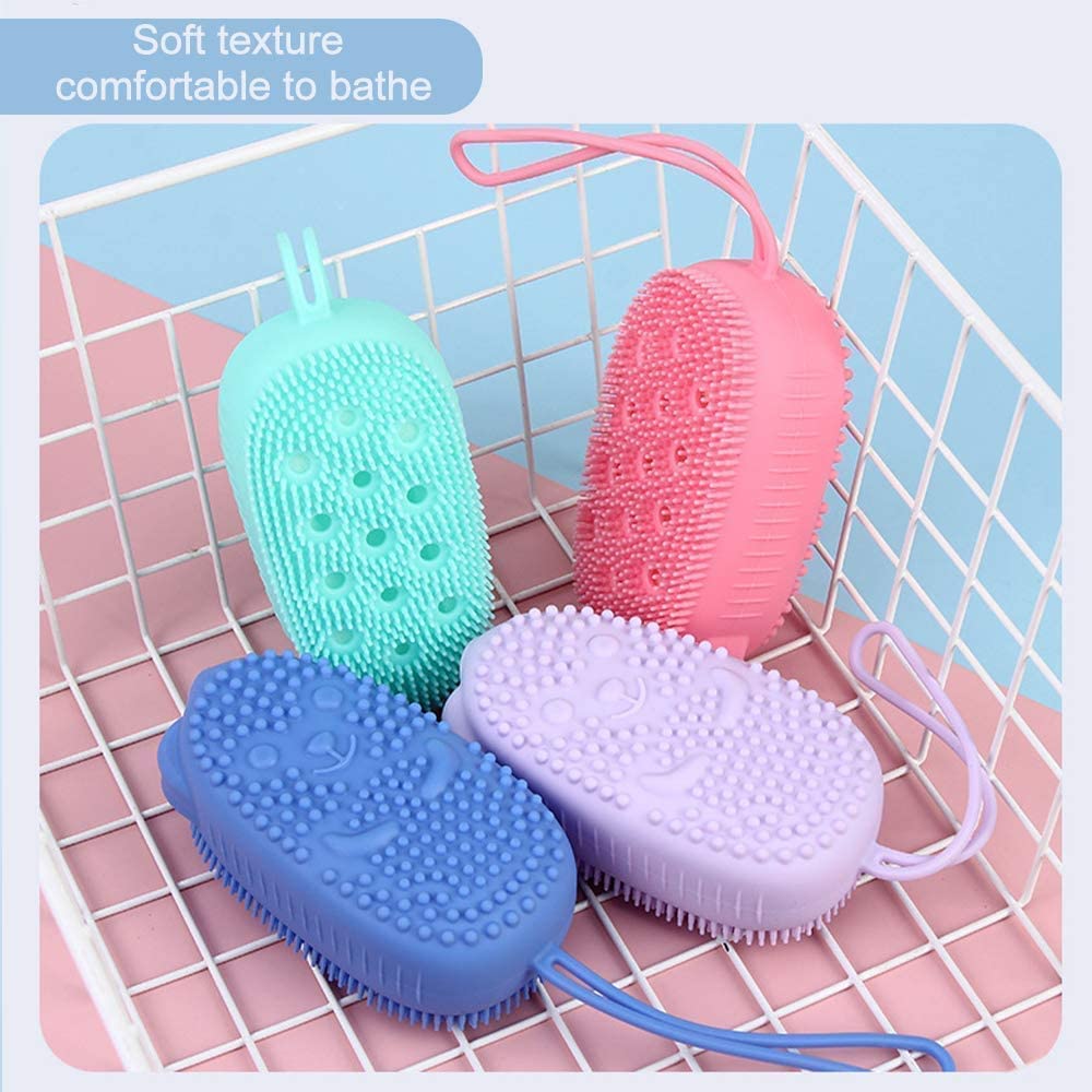 Soft Silicone Bath Brush for Kids - Double Sided Shower Sponge & Massage Scrub Gloves - Baby Bath Essentials for Gentle Cleaning & Skin Care