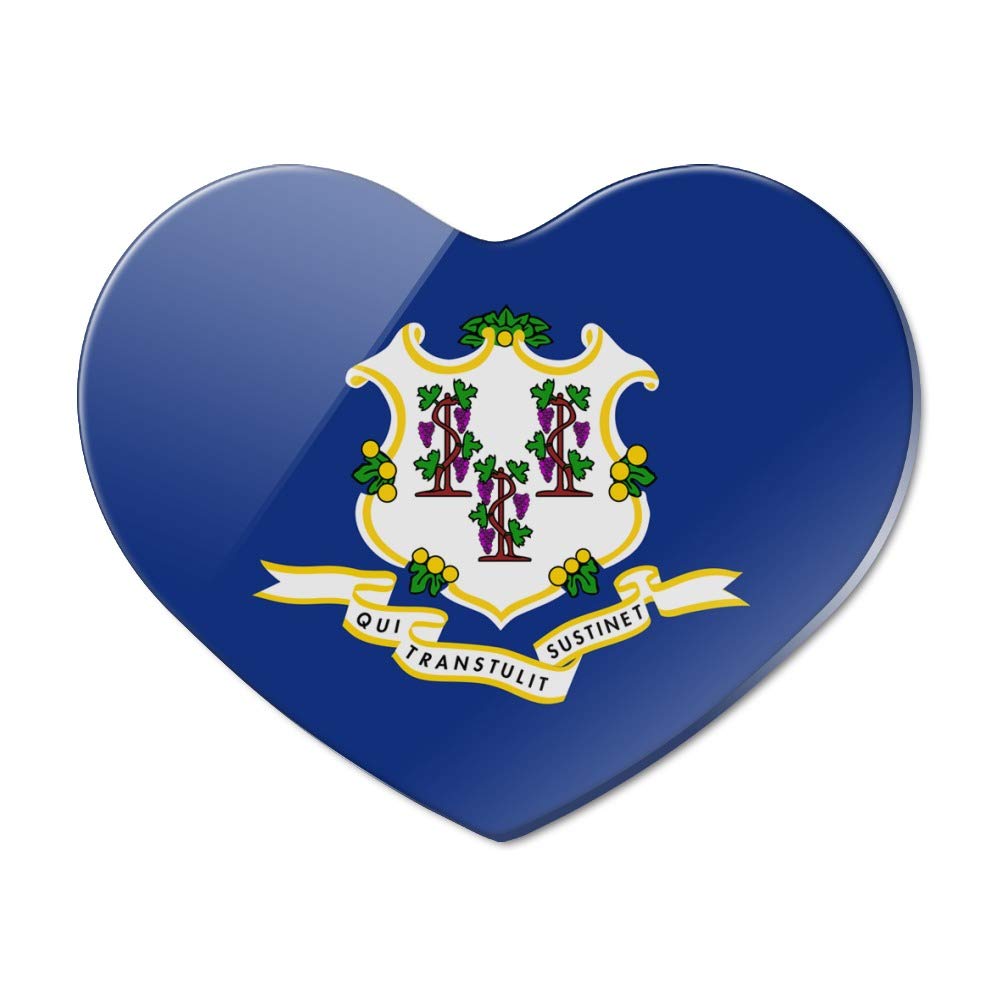 Connecticut State Flag Heart Acrylic Refrigerator Magnet - Patriotic Home Decor, Office Fridge Accessories for CT Pride, Gifts for Connecticut Lovers