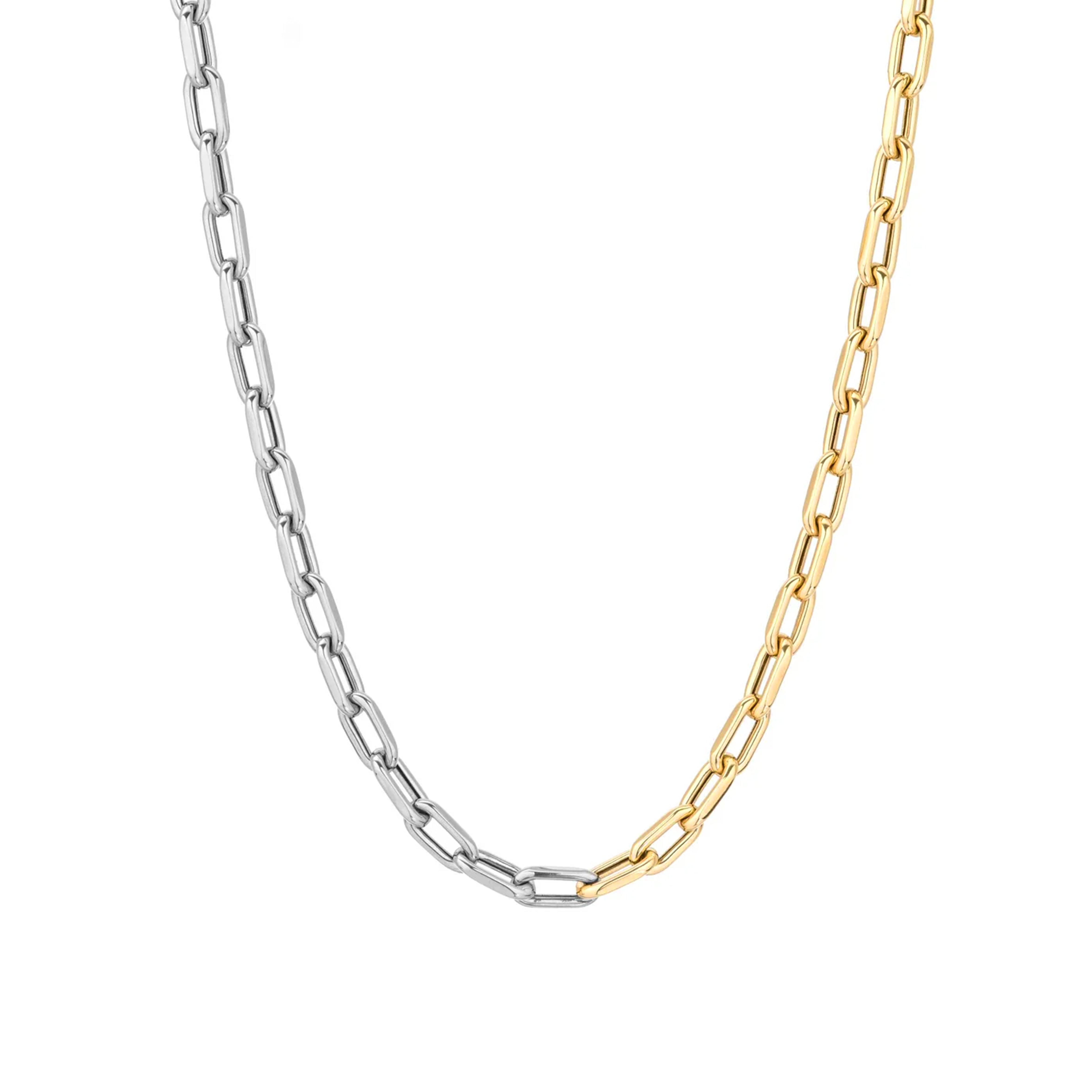 5.3mm Mixed Metal Italian Chain Link Necklace for Women - Dainty Layering Necklace, Gold & Silver Jewelry Gift for Her - Perfect for Everyday Wear, Date Night & Special Occasions