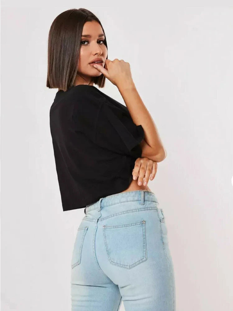 Women's Cotton Short Sleeve Crop Top - Breathable Yoga, Running & Gym Workout Shirt - Loose Fit Fitness Tee for Dance, Exercise & Sports - Perfect for Yoga Studios, Gym Sessions & Outdoor Activities