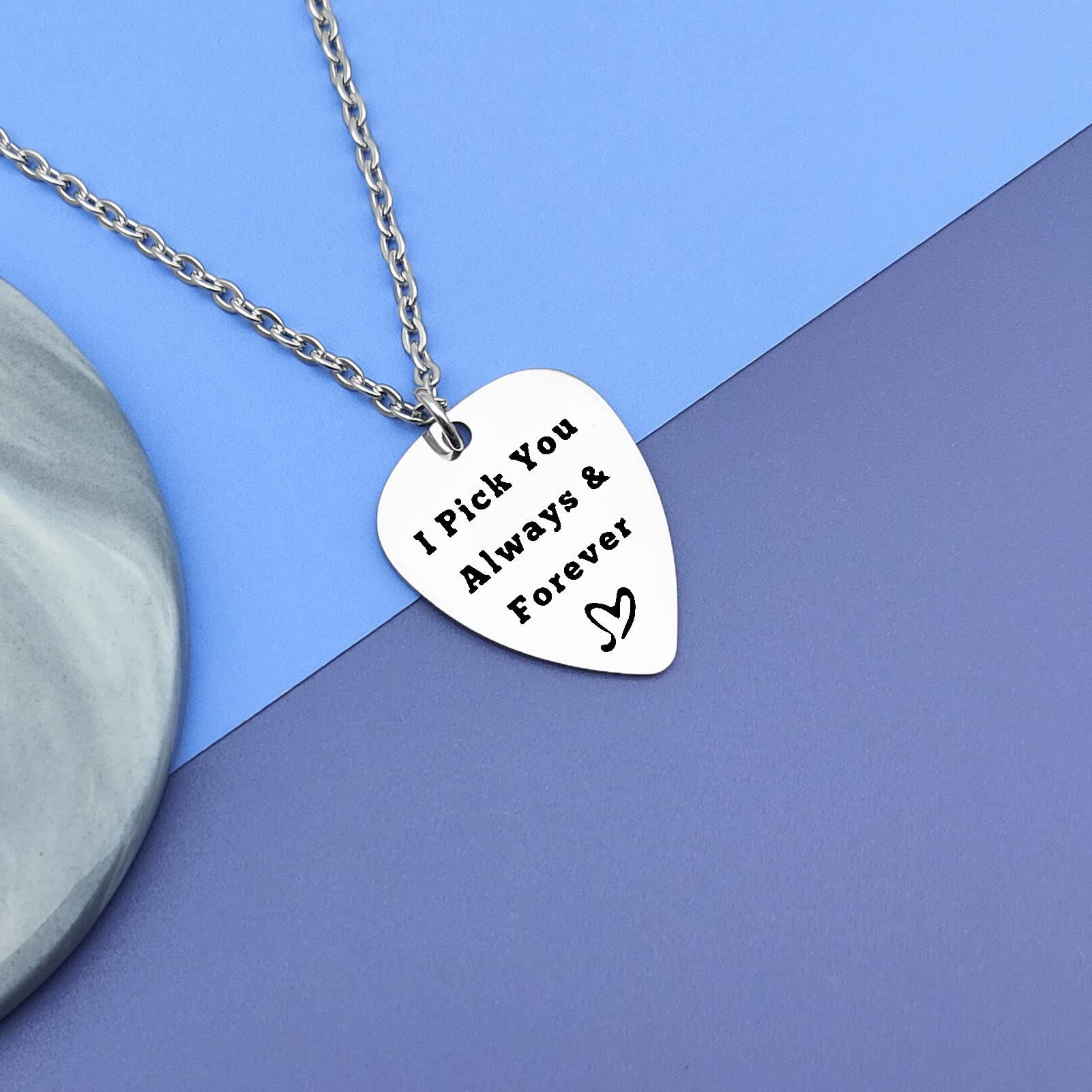 Stainless Steel Guitar Pick Pendant Necklace - Unique Musical Jewelry Gift for Guitar Players, Men & Women - Perfect for Birthday, Christmas, Anniversary - Great for Concerts, Music Lessons & Everyday Wear