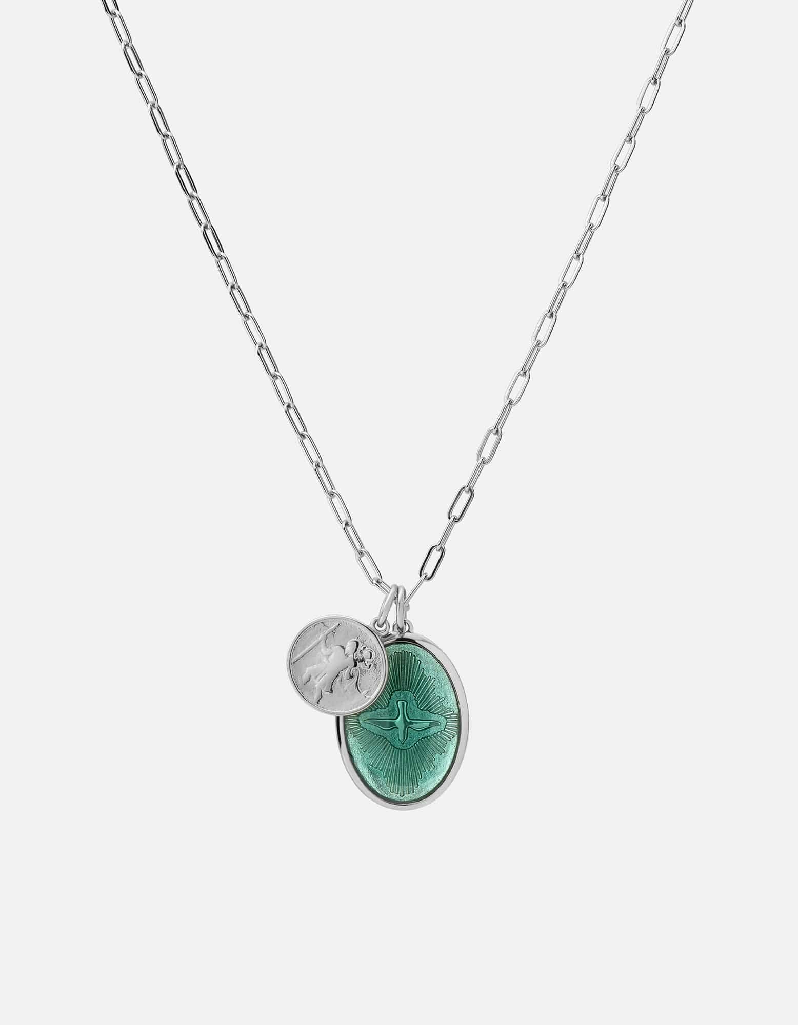 Sterling Silver Mini Dove Cable Chain Necklace with Teal Accent - Perfect for Everyday Wear, Gifts & Special Occasions