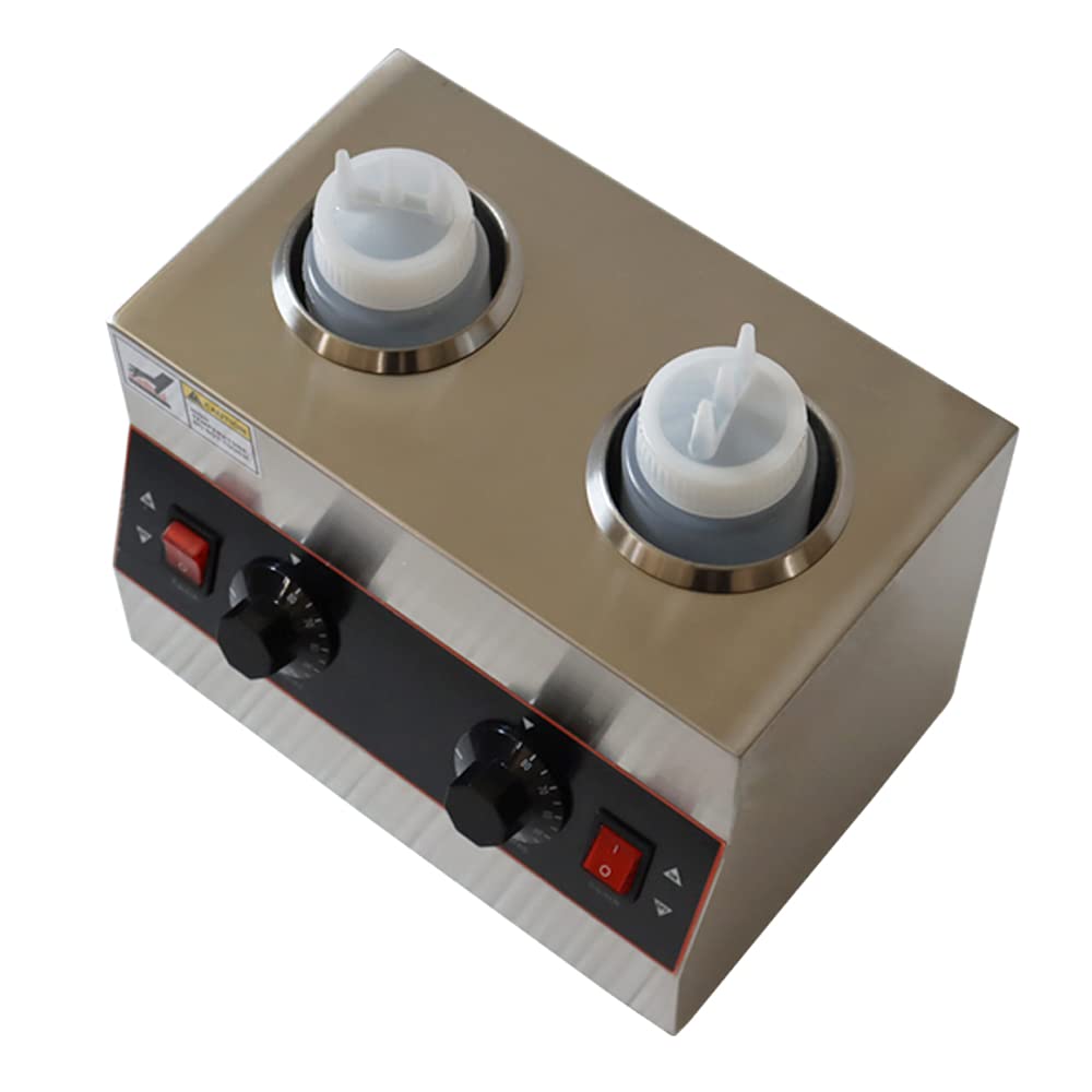 INTSUPERMAI Commercial Electric Sauce Warmer & Dispenser - 650ml Double Bottles, Adjustable Temperature (110V, 320W) - Perfect for Restaurants, Catering & Buffet Serving