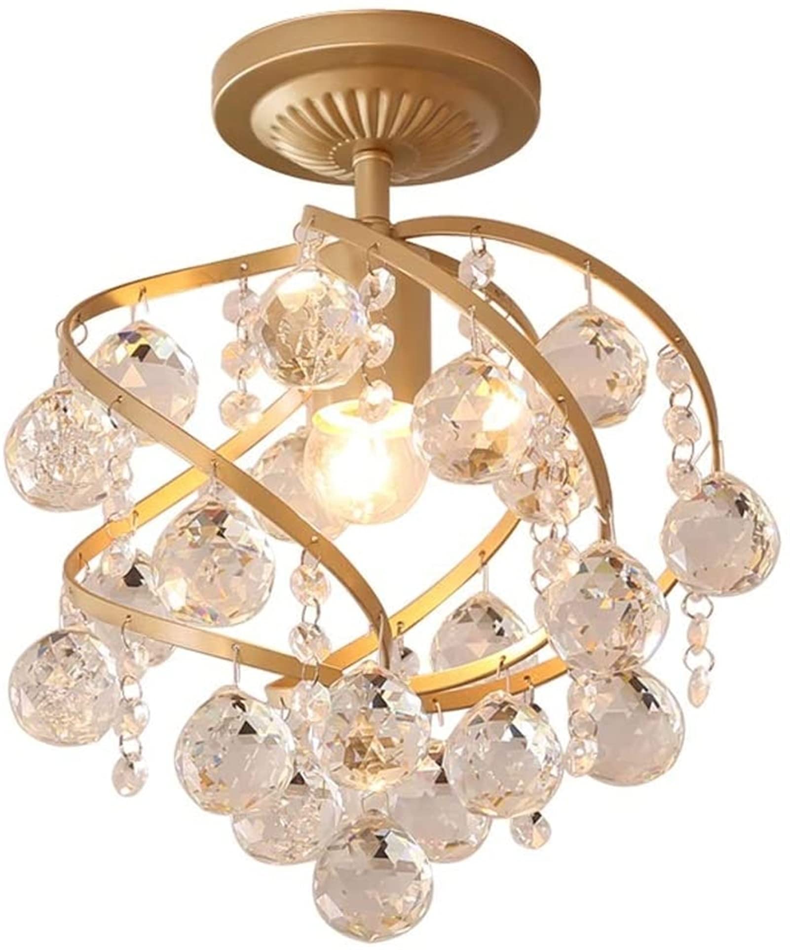 Nordic Style Iron Crystal Ceiling Lamp - E27 LED Lighting Fixture for Hallway, Corridor & Aisle | Energy Saving Modern Chandelier for Home, Office & Restaurant Decor