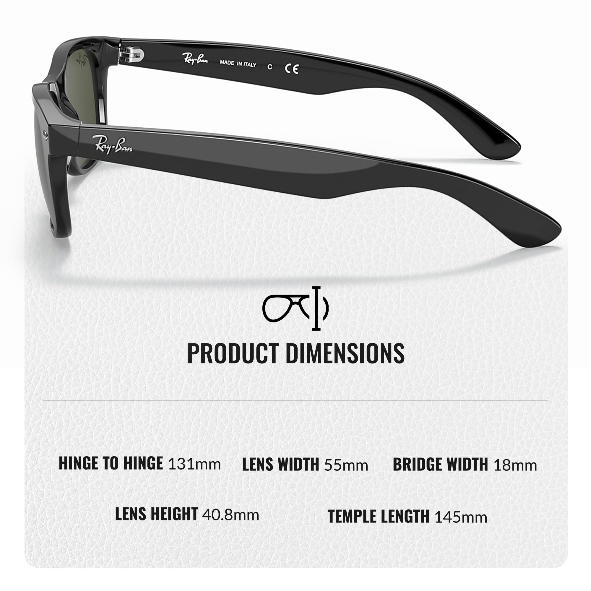 Ray-Ban RB2132 New Wayfarer Classic Square Sunglasses with Eyewear Kit - High Bridge Fit - UV Protection - Polarized Lenses - Perfect for Driving, Beach & Outdoor Activities