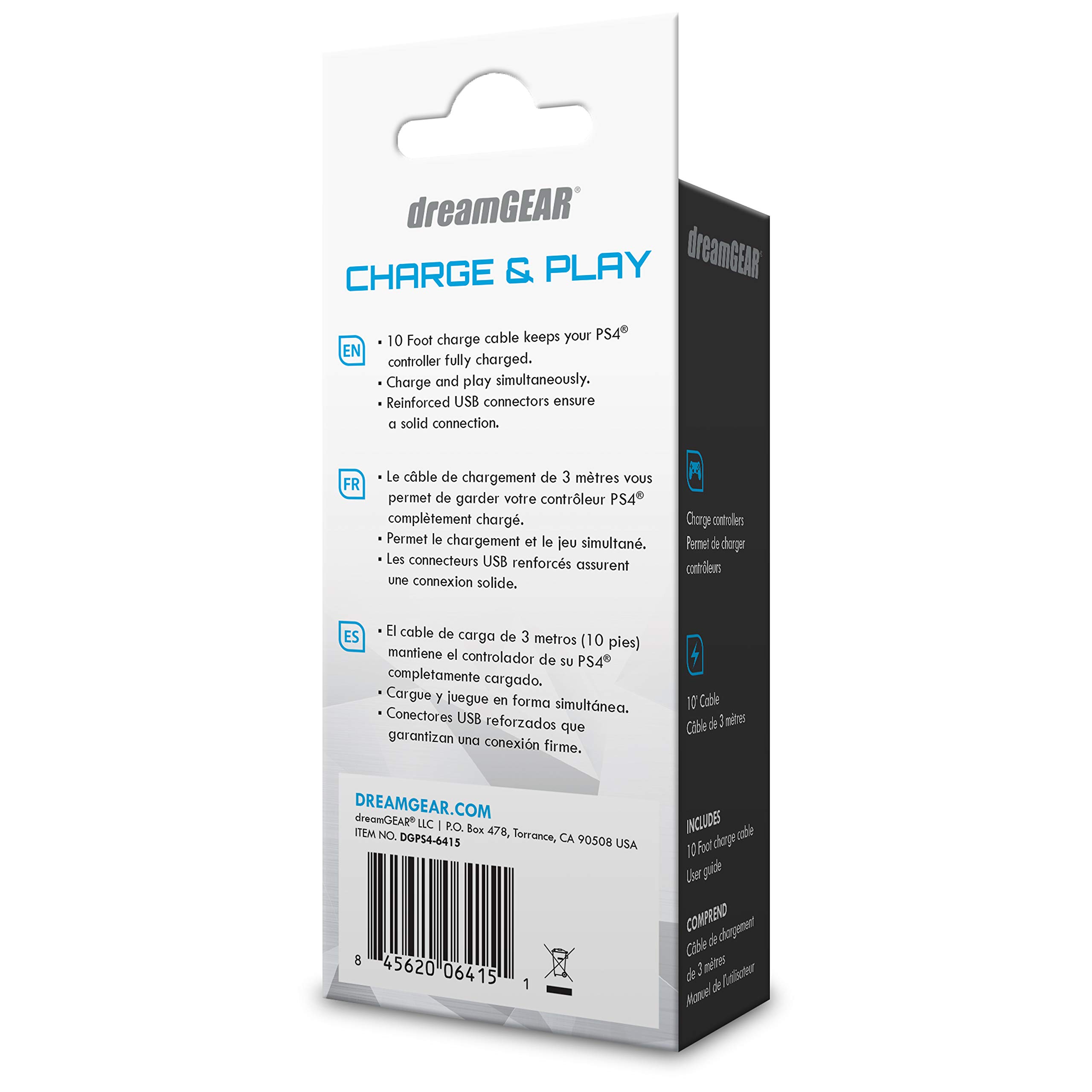 dreamGEAR Playstation 4 Charge and Play Premium Connection Cable - Fast Charging for DualShock4 Controllers - Perfect for Gaming, Streaming & Long Play Sessions