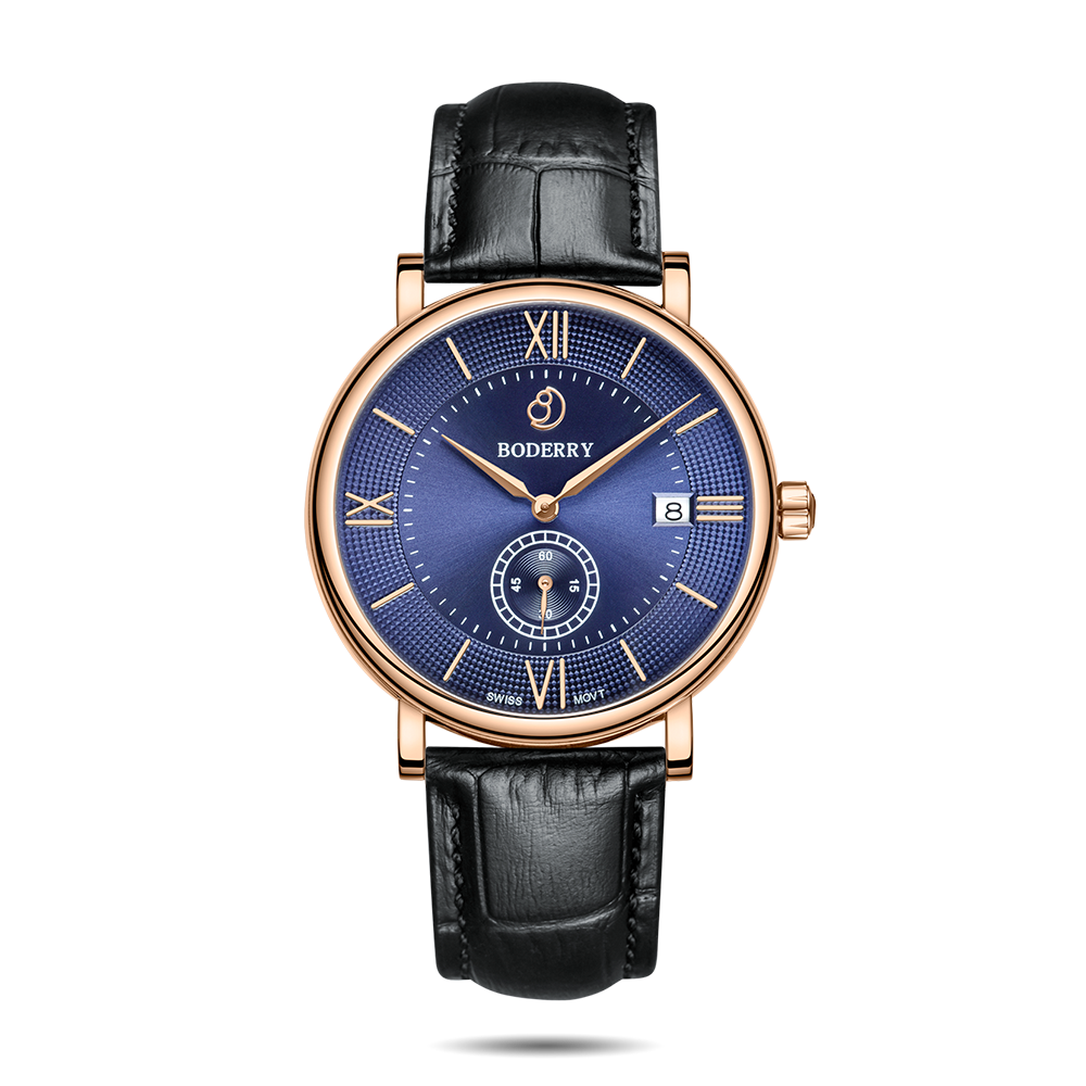 Elegant Swiss Quartz Movement Watch for Women - Rose Gold Case & Blue Dial | Perfect for Business, Casual, and Formal Occasions