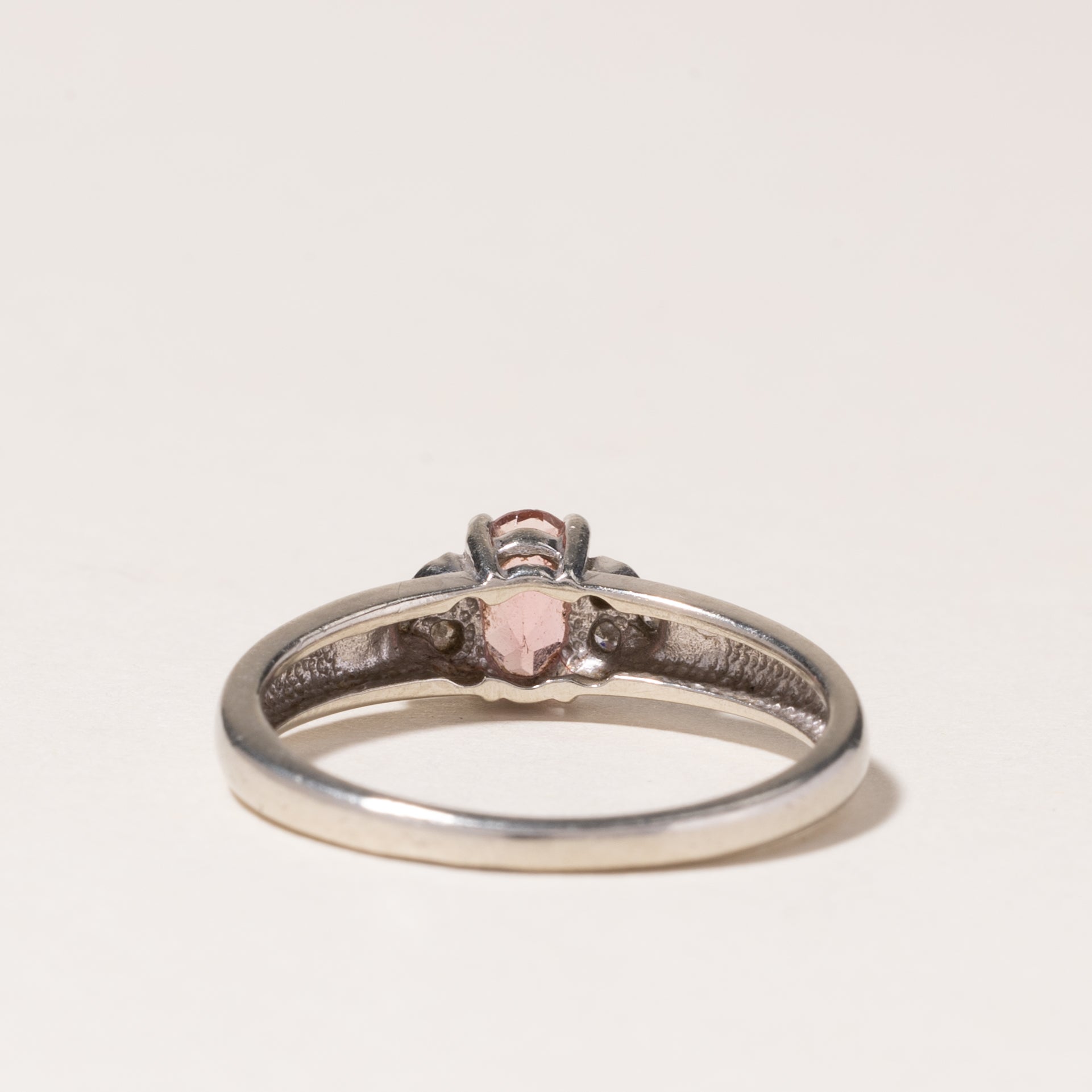 10K White Gold Pink Tourmaline & Diamond Ring - 0.45ctw Tourmaline & 0.03ctw Diamonds - Size 6.5 - Elegant Jewelry for Women, Perfect for Anniversary, Engagement & Special Occasions