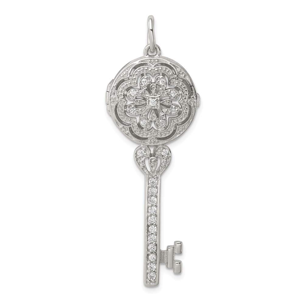Sterling Silver Synthetic CZ Key Locket Charm QP2033 - Elegant Jewelry Gift for Women, Perfect for Necklaces, Bracelets & Keychains | Birthday, Anniversary, Valentine's Day Present