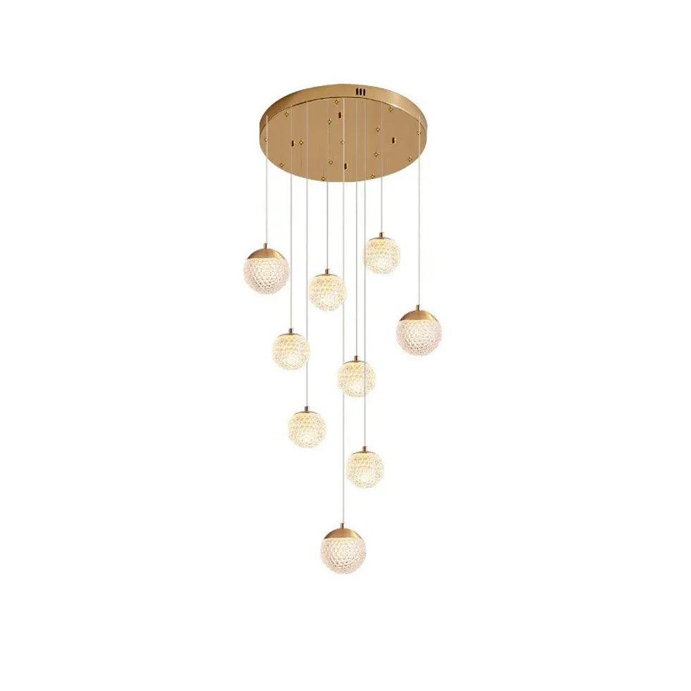 Modern Spherical Multi-Head Crystal Chandelier - Luxury Hallway Pendant Light Fixture for Foyer, Dining Room & Staircase Lighting