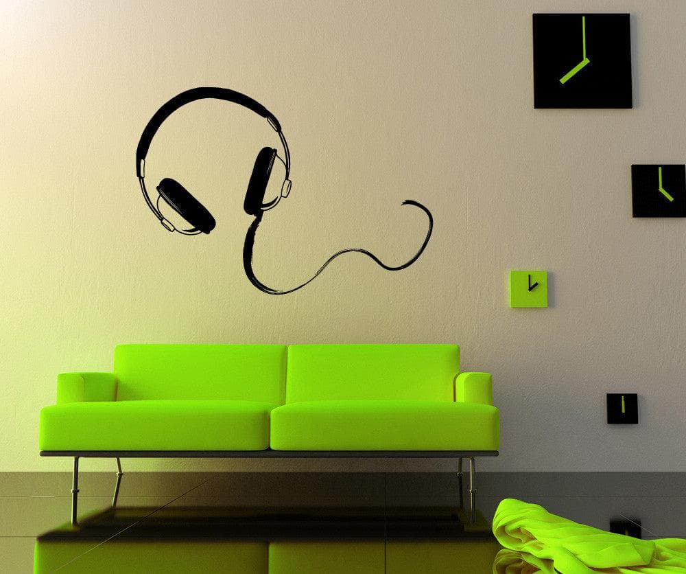 Vinyl Wall Decal Sticker - Headphones Design #OS_MB927 - Perfect for Bedroom, Office & Music Lover's Room Decor
