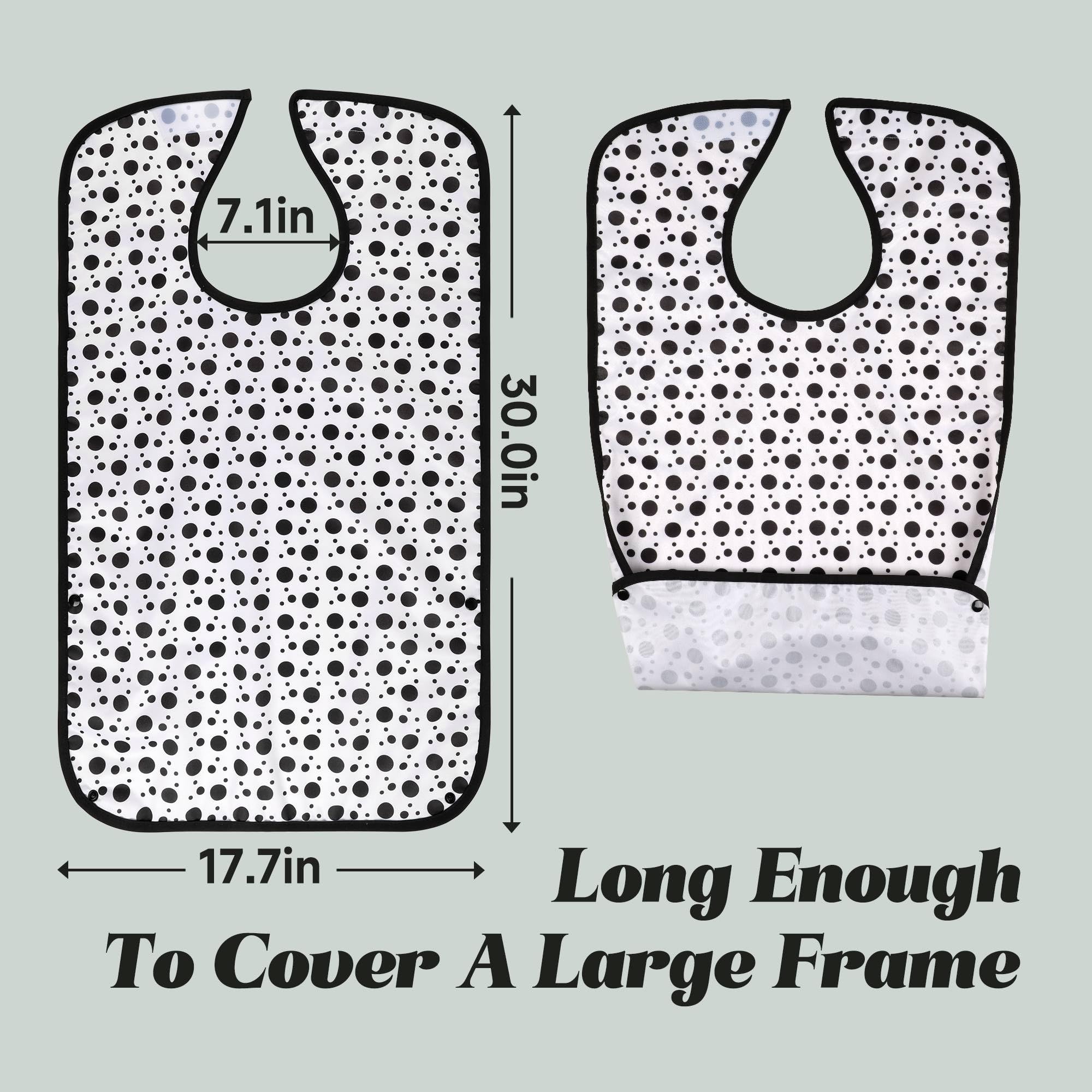 **3 Pack Washable Adult Bibs with Crumb Catcher - Reusable Waterproof Feeding Bib for Seniors & Adults - Perfect for Mealtime, Dining Out & Home Care**