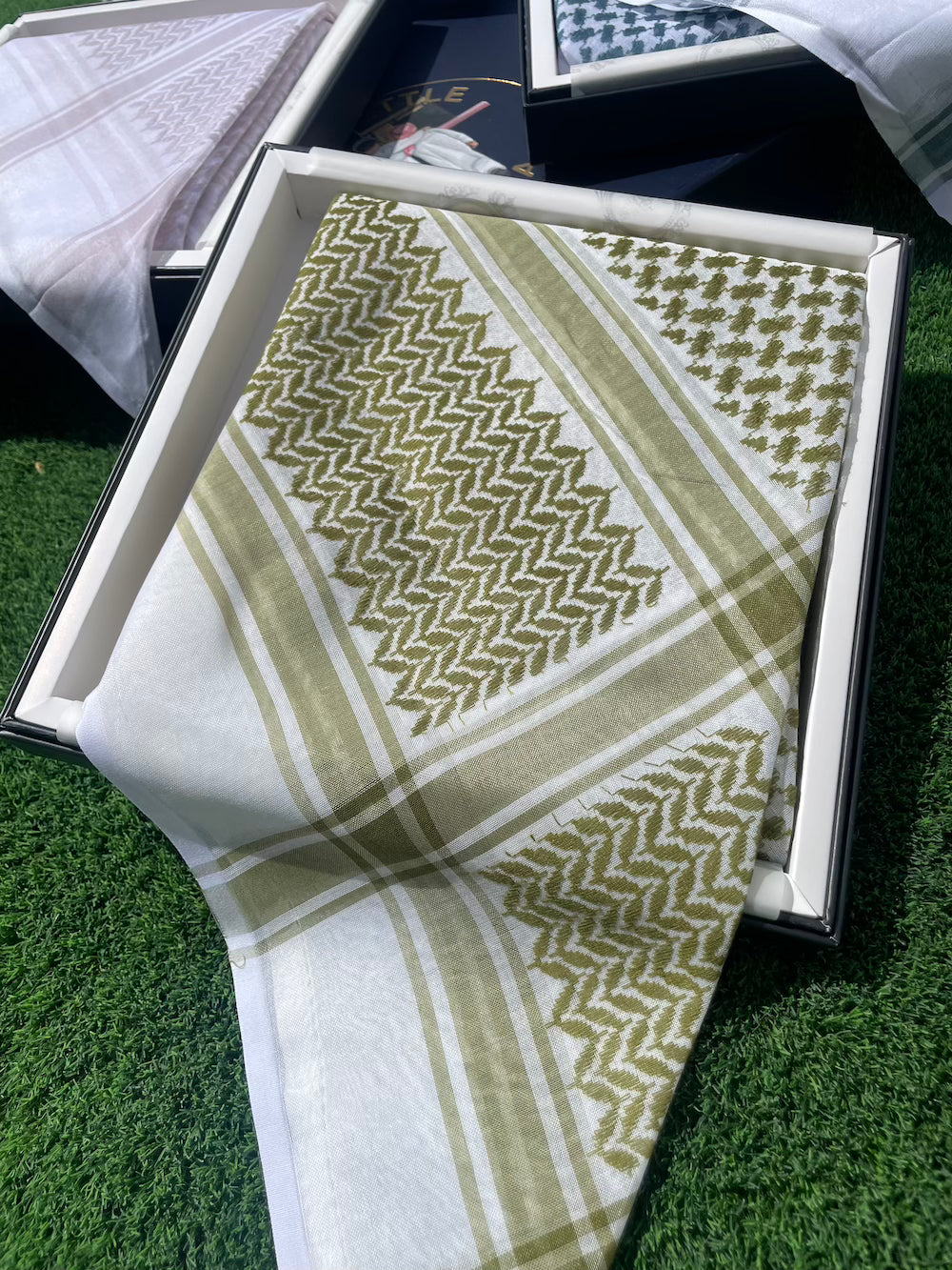 Vibrant Olive Green Keffiyeh Scarf - 55