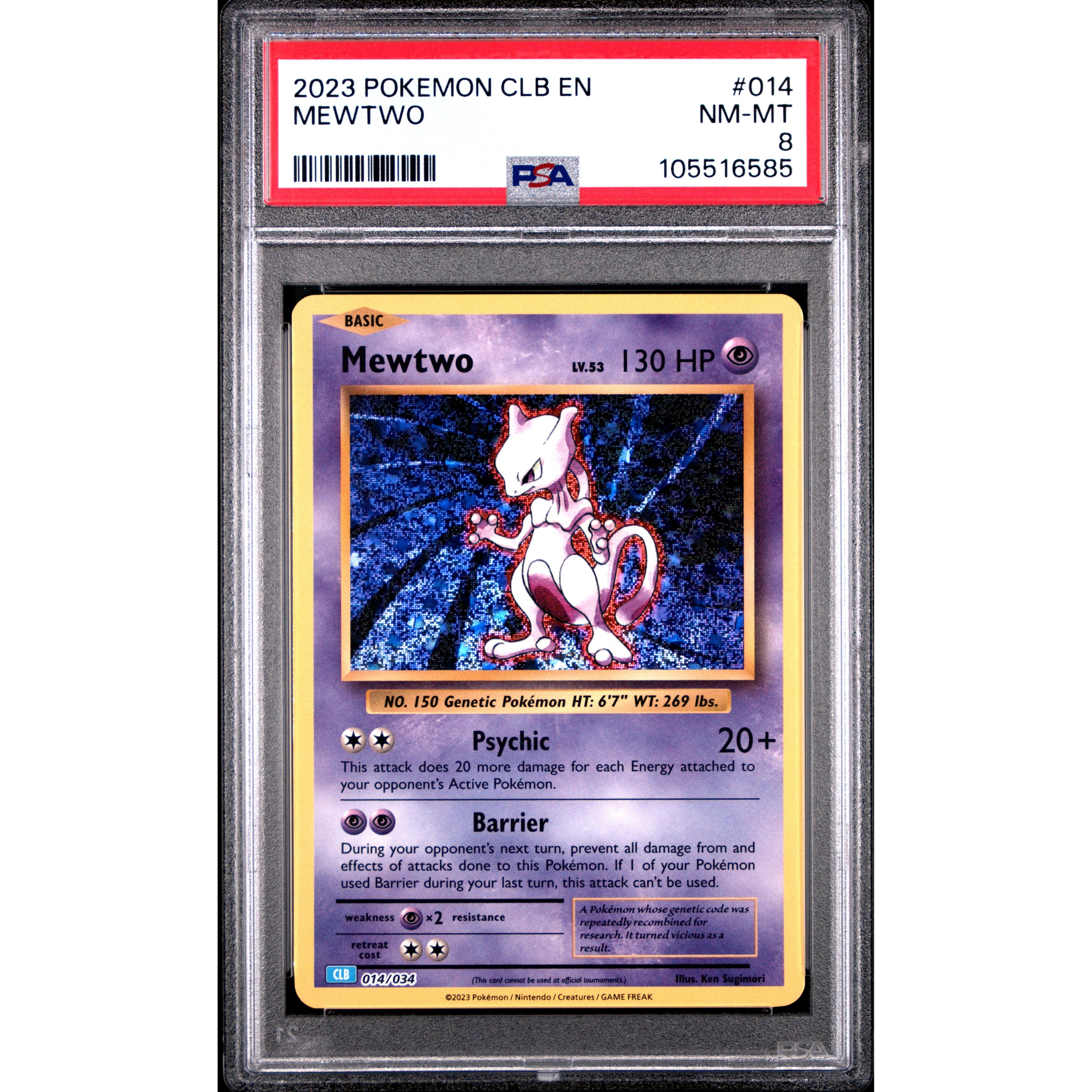 2023 Pokemon Classic Collection Mewtwo 014/034 PSA 8 Graded Card - Rare Collectible Trading Card for Pokemon Fans & Investors | Perfect for Display, Gaming & Card Collections