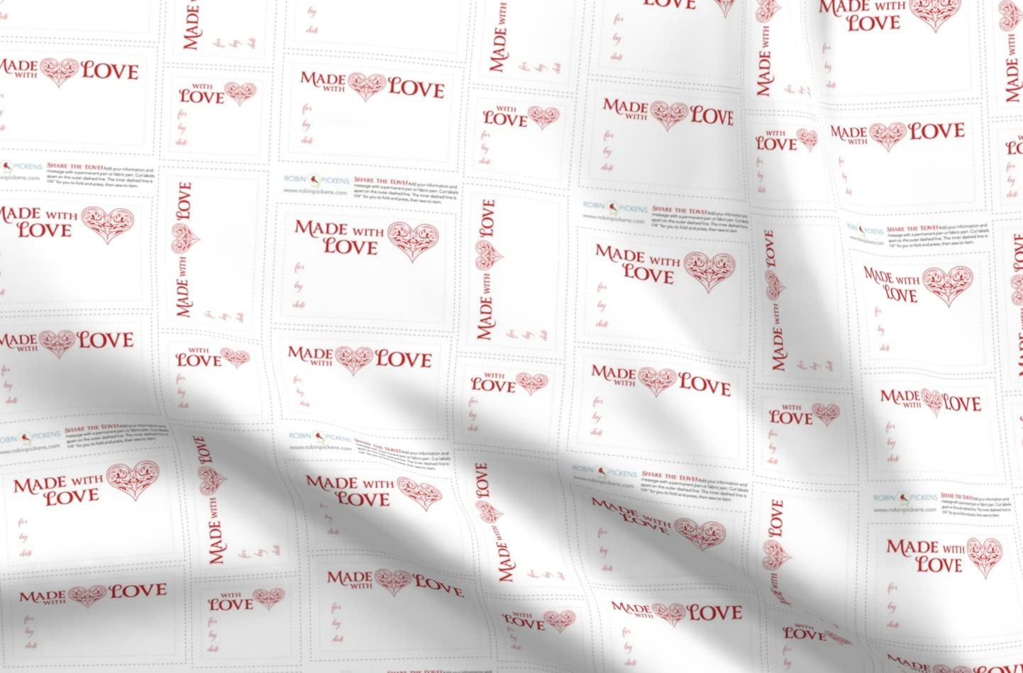 Quilt Love Label Printed Upholstery Velvet Fabric Fat Quarter - Premium Spoonflower Fabric for Home Decor, Apparel & Quilting - Perfect for DIY Projects, Sofa Upholstery & Fashion Accessories