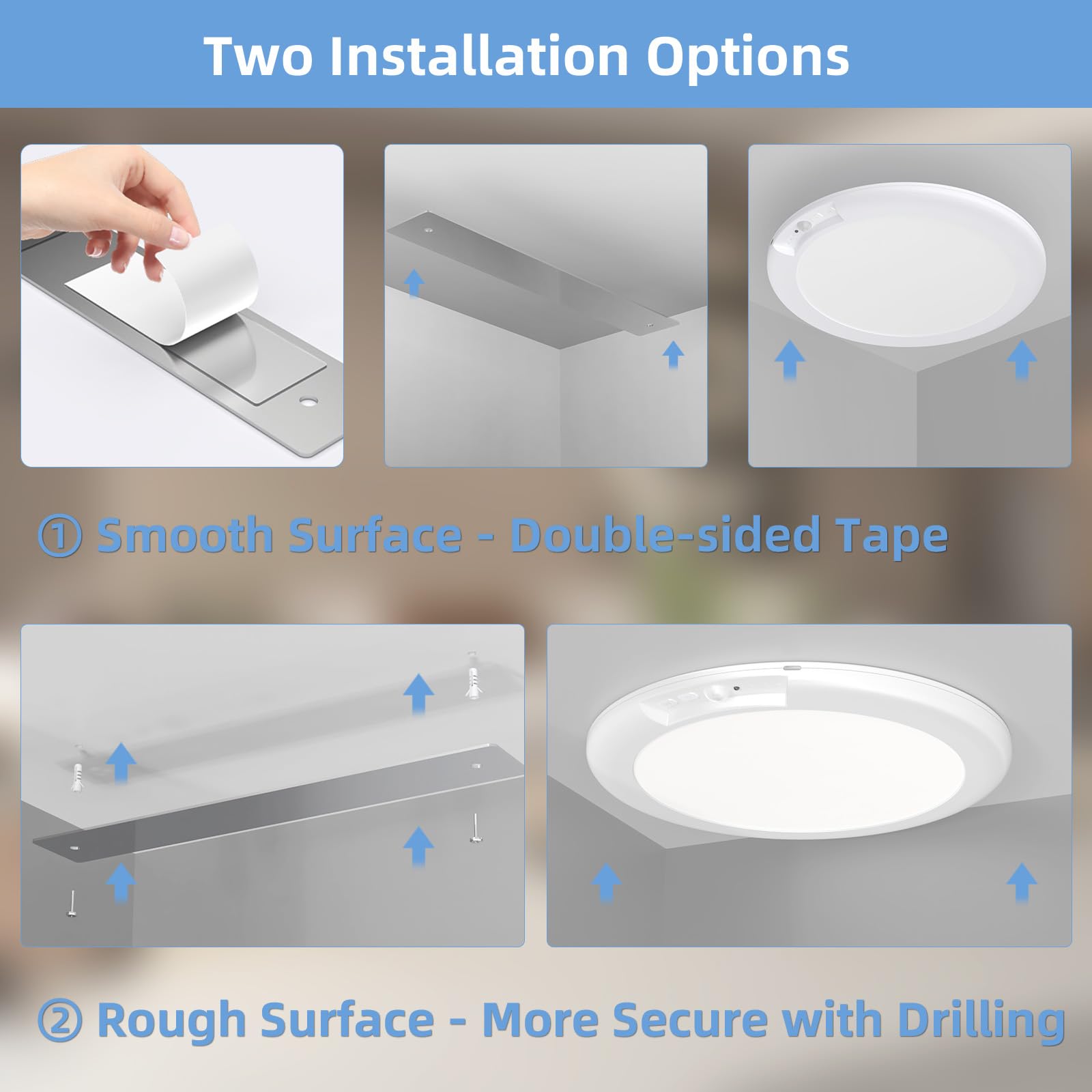 Rechargeable Motion Sensor LED Closet Light with Remote - 400LM Magnetic Wireless Ceiling Light, Battery Operated for Closet, Shower, Pantry, Stairs, Hallway - Perfect for Nighttime Safety and Convenient Lighting