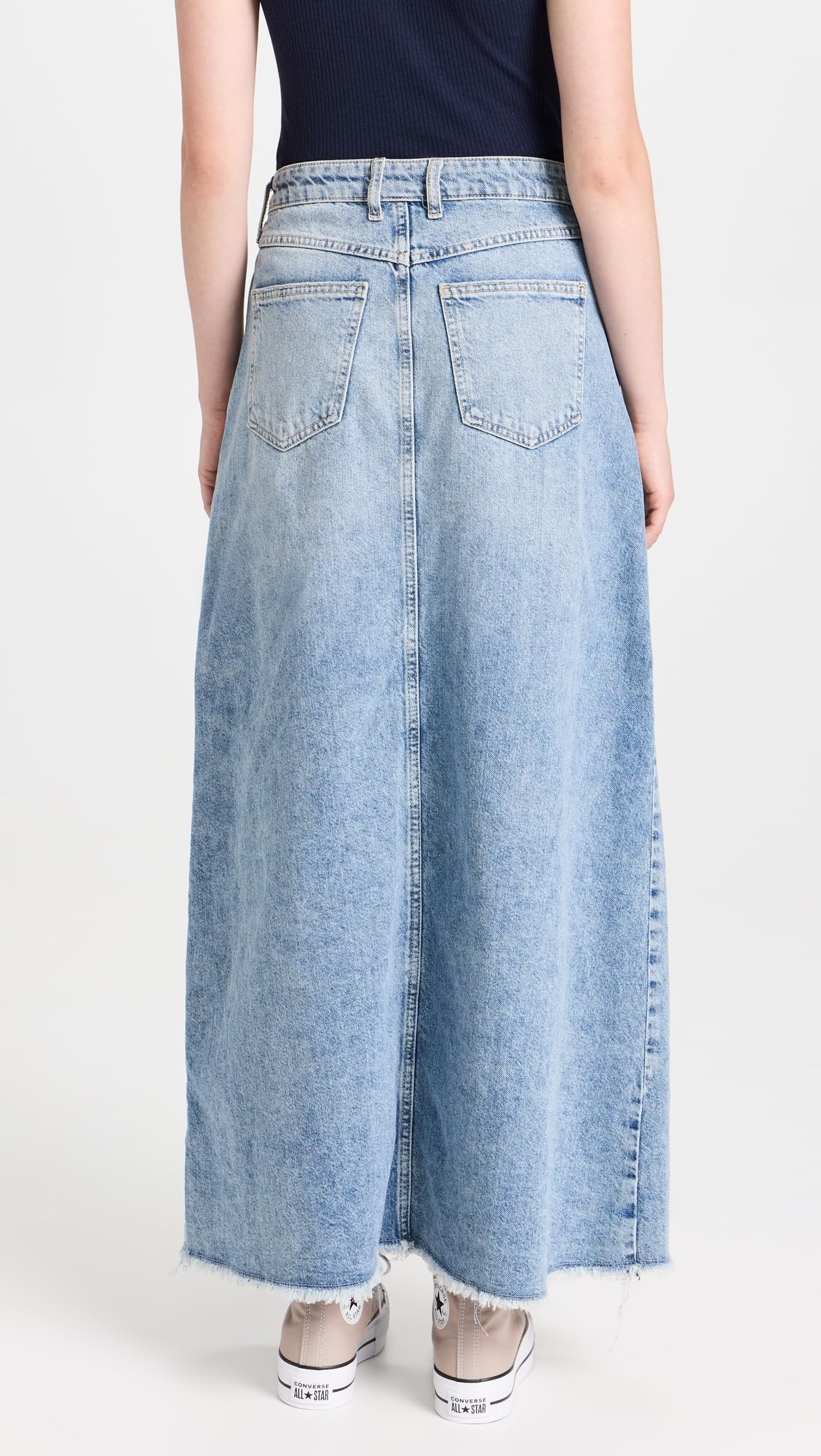 FP Movement Women's Come As You Are Denim Maxi Skirt - Boho Flowy Long Skirt for Casual Outings, Beach Vacations & Music Festivals