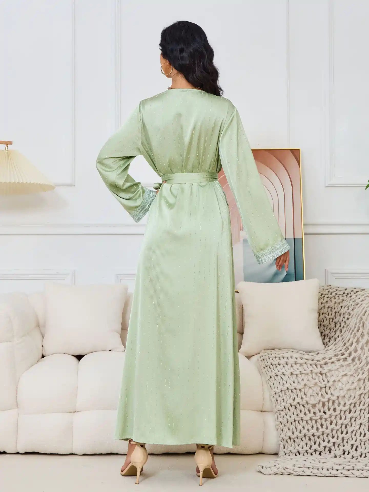 Elegant Hotfix Rhinestones Caftan Dress for Women - Eid Party, Wedding, Special Occasions - #25065 | Boho Chic, Plus Size, Long Flowy Maxi Dress