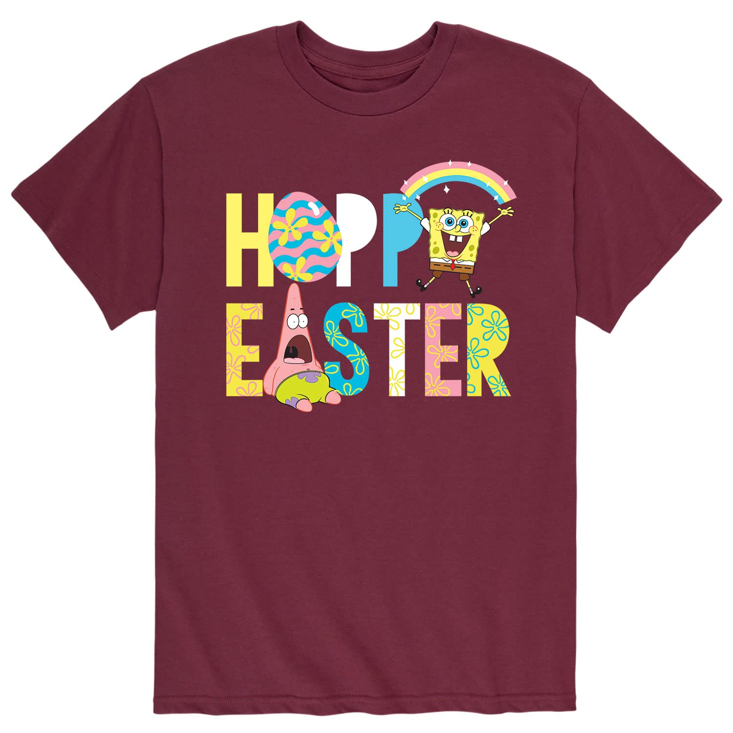 SpongeBob SquarePants Easter Graphic T-Shirt for Men - Soft Cotton Short Sleeve Tee - Funny Cartoon Character Shirt - Perfect for Easter Celebrations, Cosplay & Casual Wear