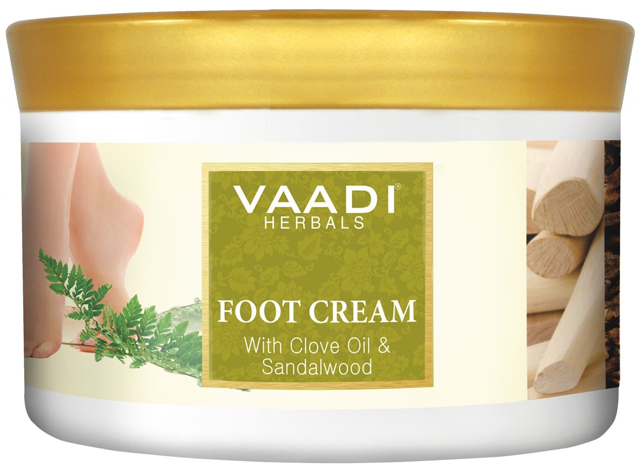 Vaadi Herbals Foot Cream with Clove Oil & Sandalwood - 500g Moisturizing Foot Care for Dry, Cracked Heels - Perfect for Pedicures, Spa Treatments & Daily Foot Hydration