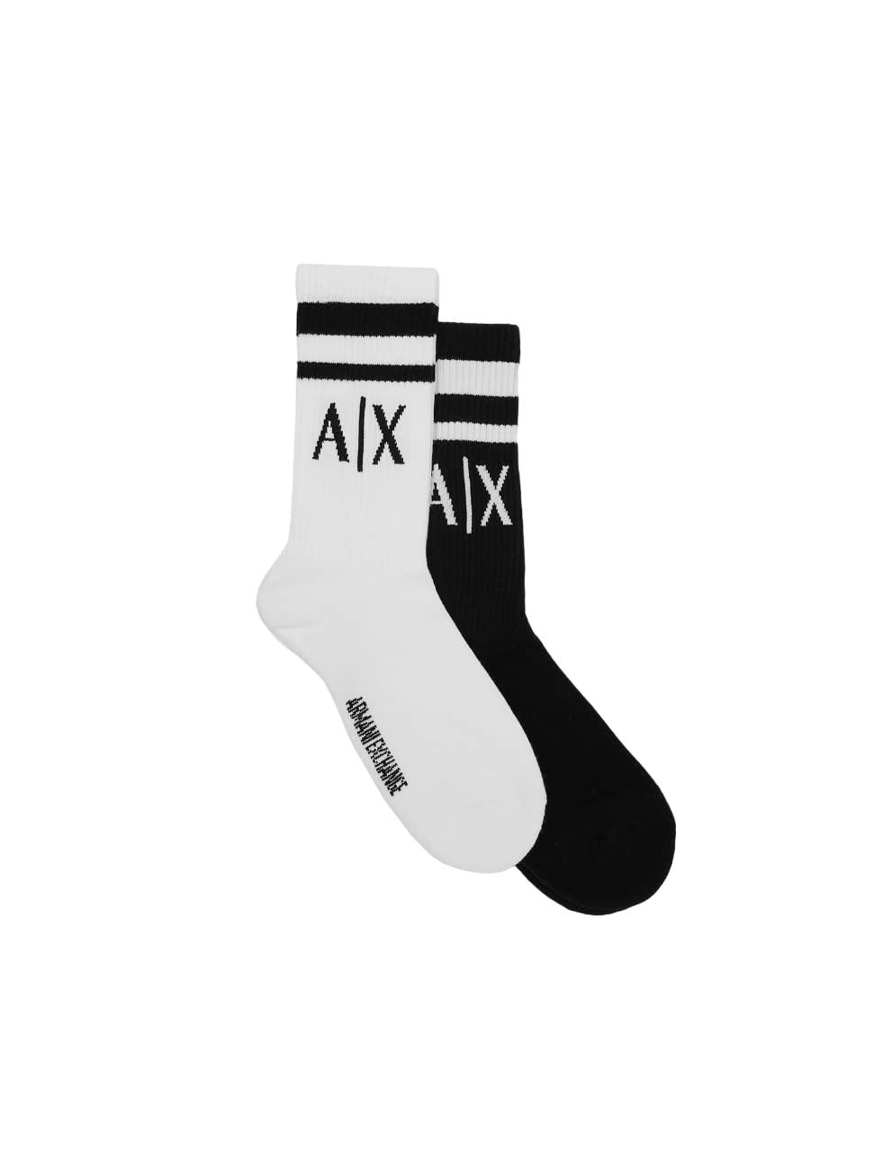 Armani Exchange Men's Logo Crew Socks 3-Pack - Comfortable Cotton Casual Socks for Everyday Wear, Gym & Office - Black/White/Gray