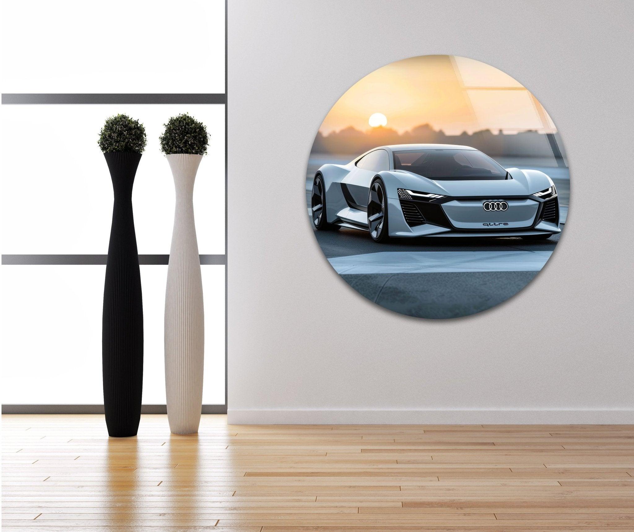 Audi Car Glass Wall Art - Premium Automotive Decor for Home & Office - Perfect for Car Enthusiasts & Gift Giving