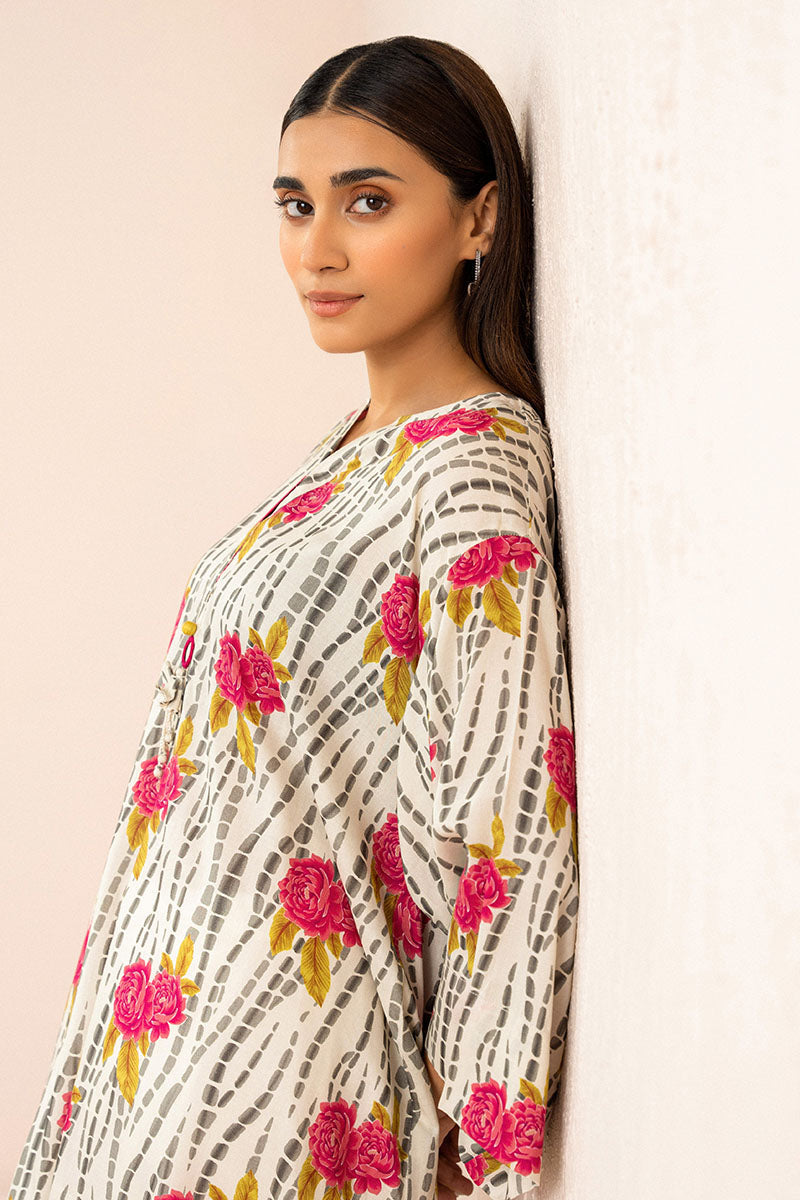Ivory Frost Printed Linen Shirt for Women - Breathable & Stylish Summer Blouse - Perfect for Casual Outings, Beach Wear & Boho Fashion