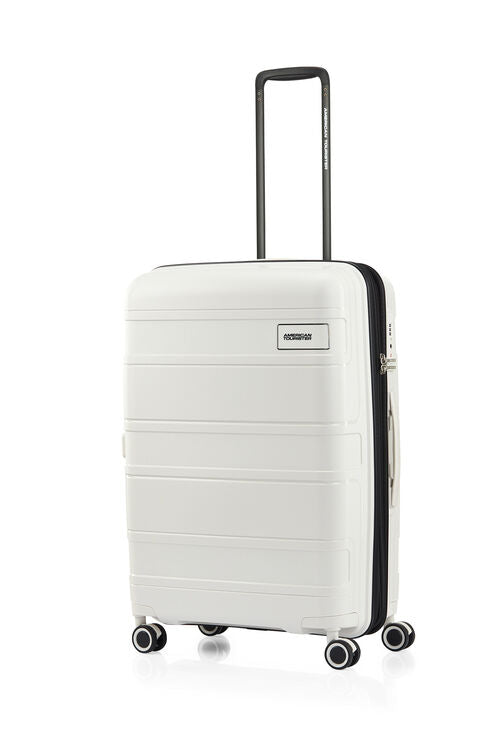 American Tourister Light Max 69cm Medium Spinner Suitcase - Lightweight Expandable Luggage with 4 Wheels for Travel, Business Trips & Weekend Getaways (Off White)